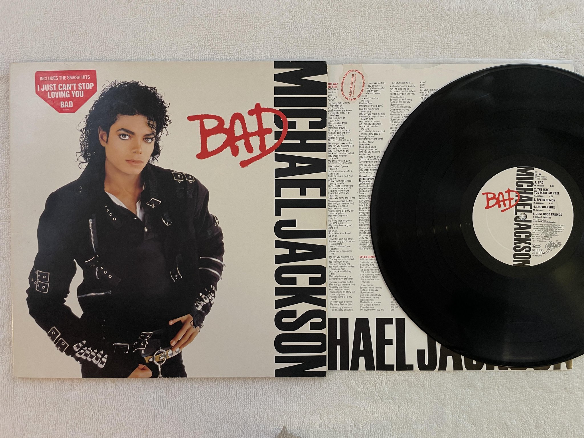 Omslagsbild för skivan MICHAEL JACKSON bad LP -87 Hol EPIC 4502901