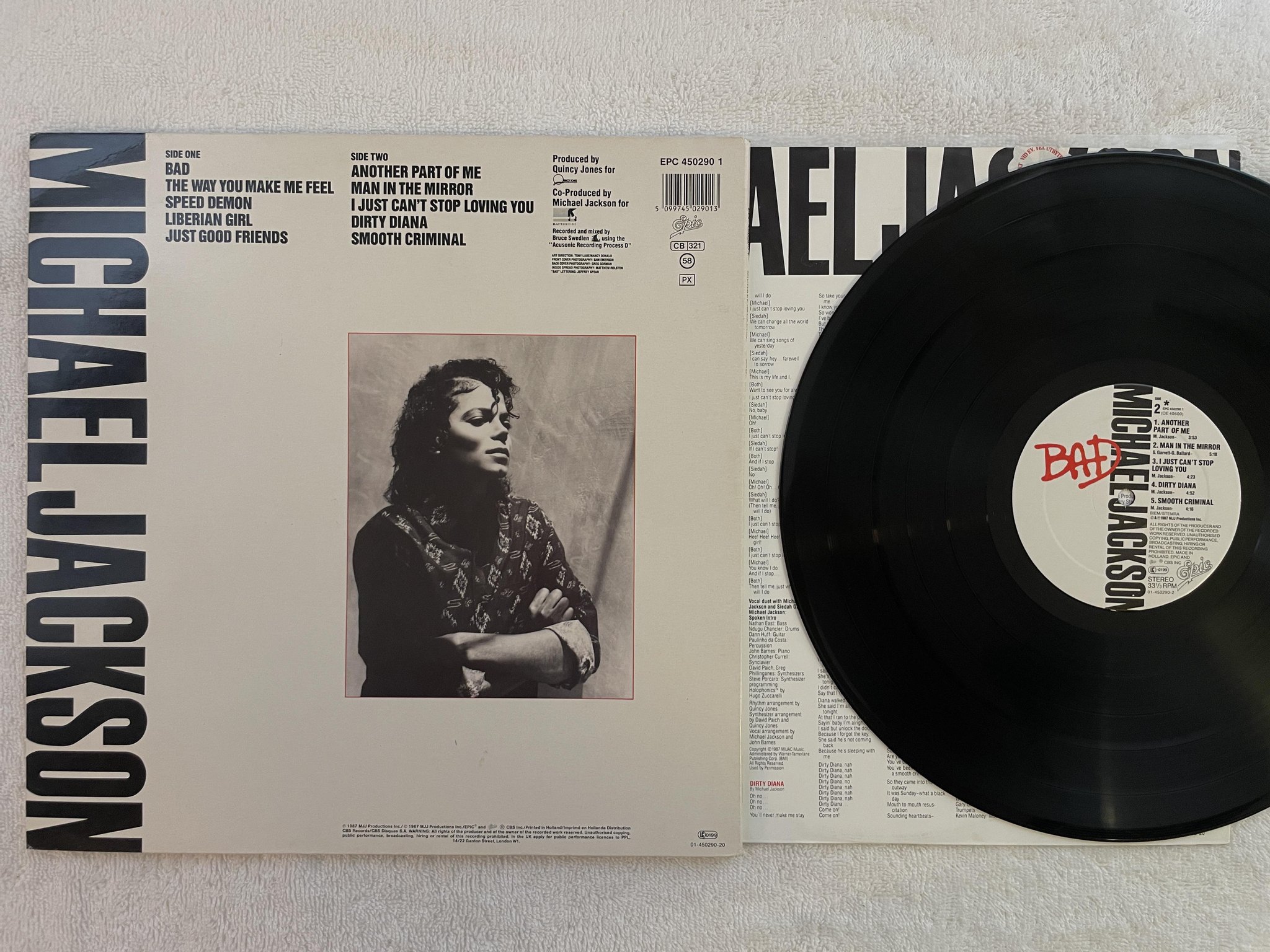 Omslagsbild för skivan MICHAEL JACKSON bad LP -87 Hol EPIC 4502901