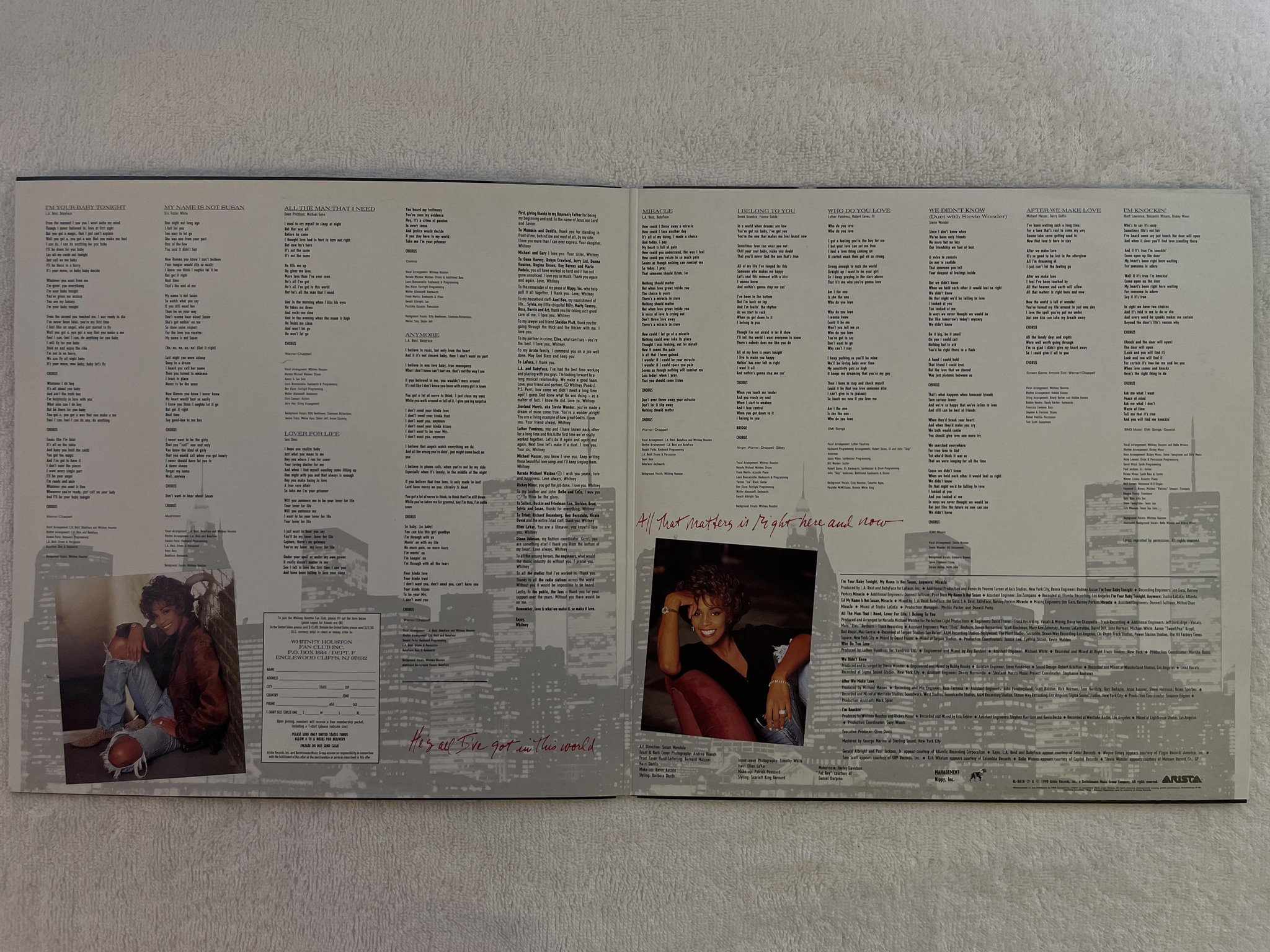 Omslagsbild för skivan WITHNEY HOUSTON I'm your baby tonight LP -90 US ARISTA AL 8616