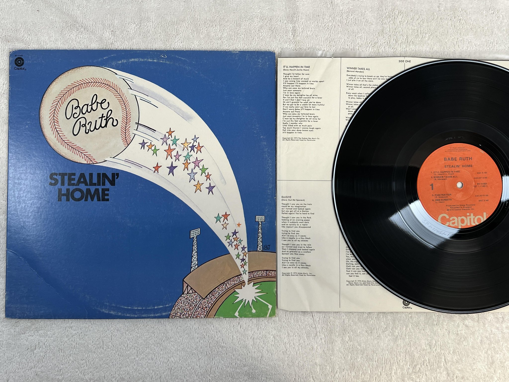 Omslagsbild för skivan BABE RUTH stealin home LP -75 US CAPITOL ST 11451