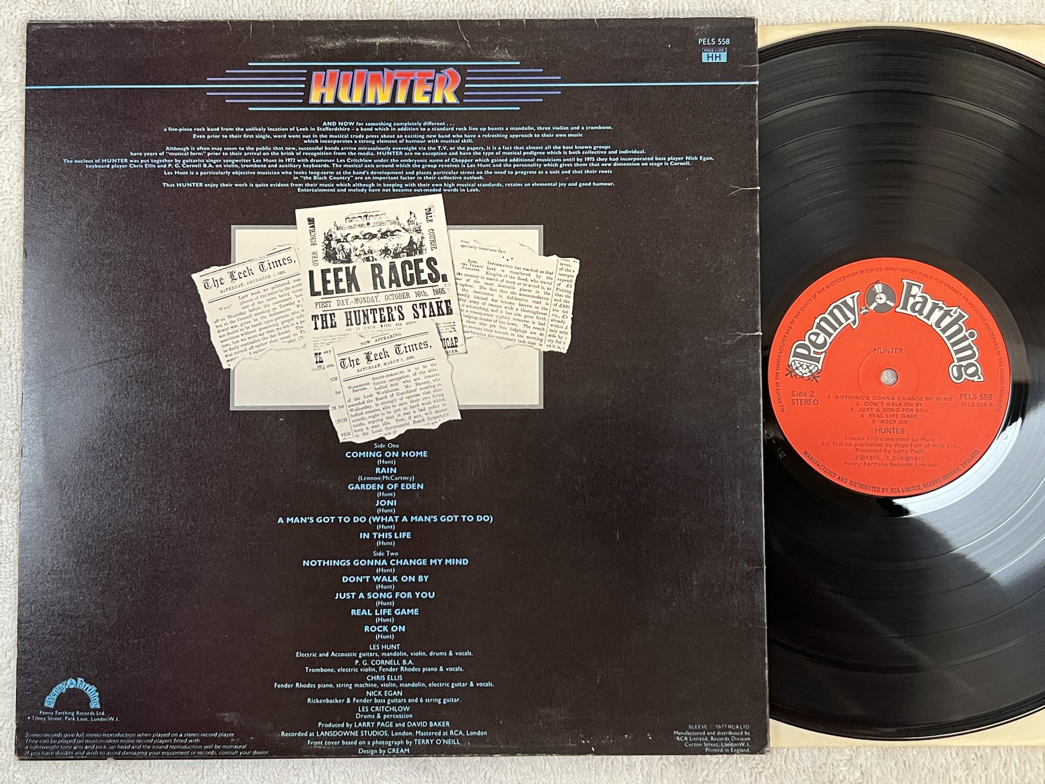 Omslagsbild för skivan HUNTER s/t LP -77 UK PENNY FARTHING PELS 558