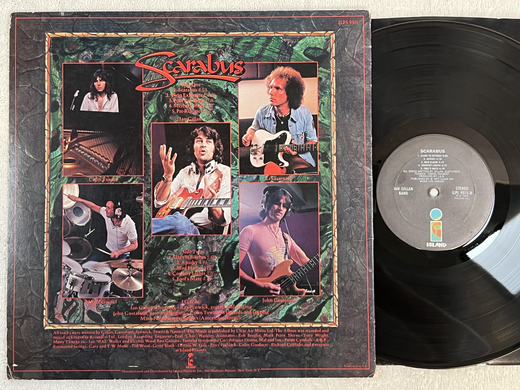 Omslagsbild för skivan IAN GILLAN BAND scarabus LP -78 US ISLAND ILPS 9511