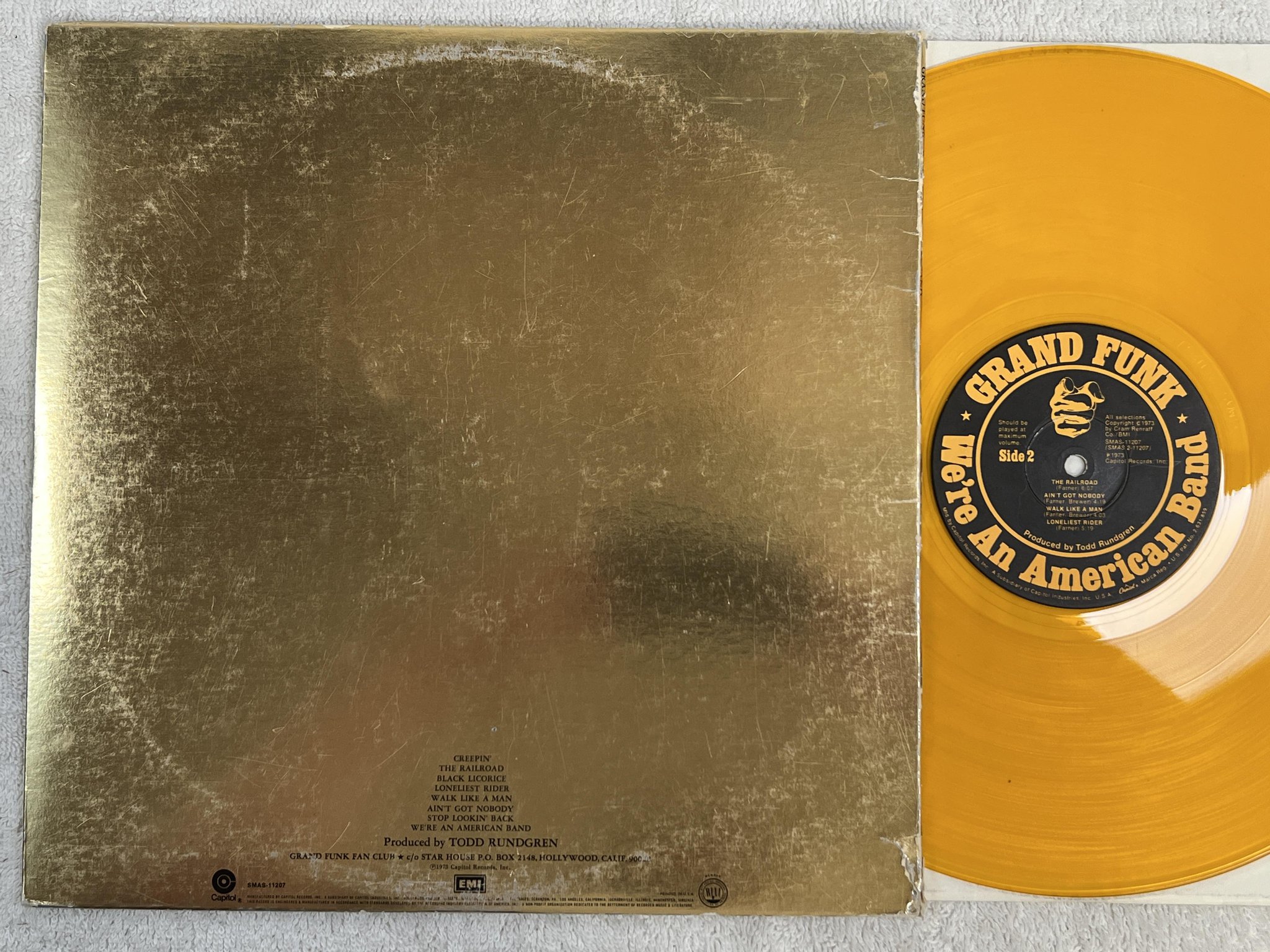 Omslagsbild för skivan GRAND FUNK we're an american band LP -73 US CAPITOL SMAS 11207