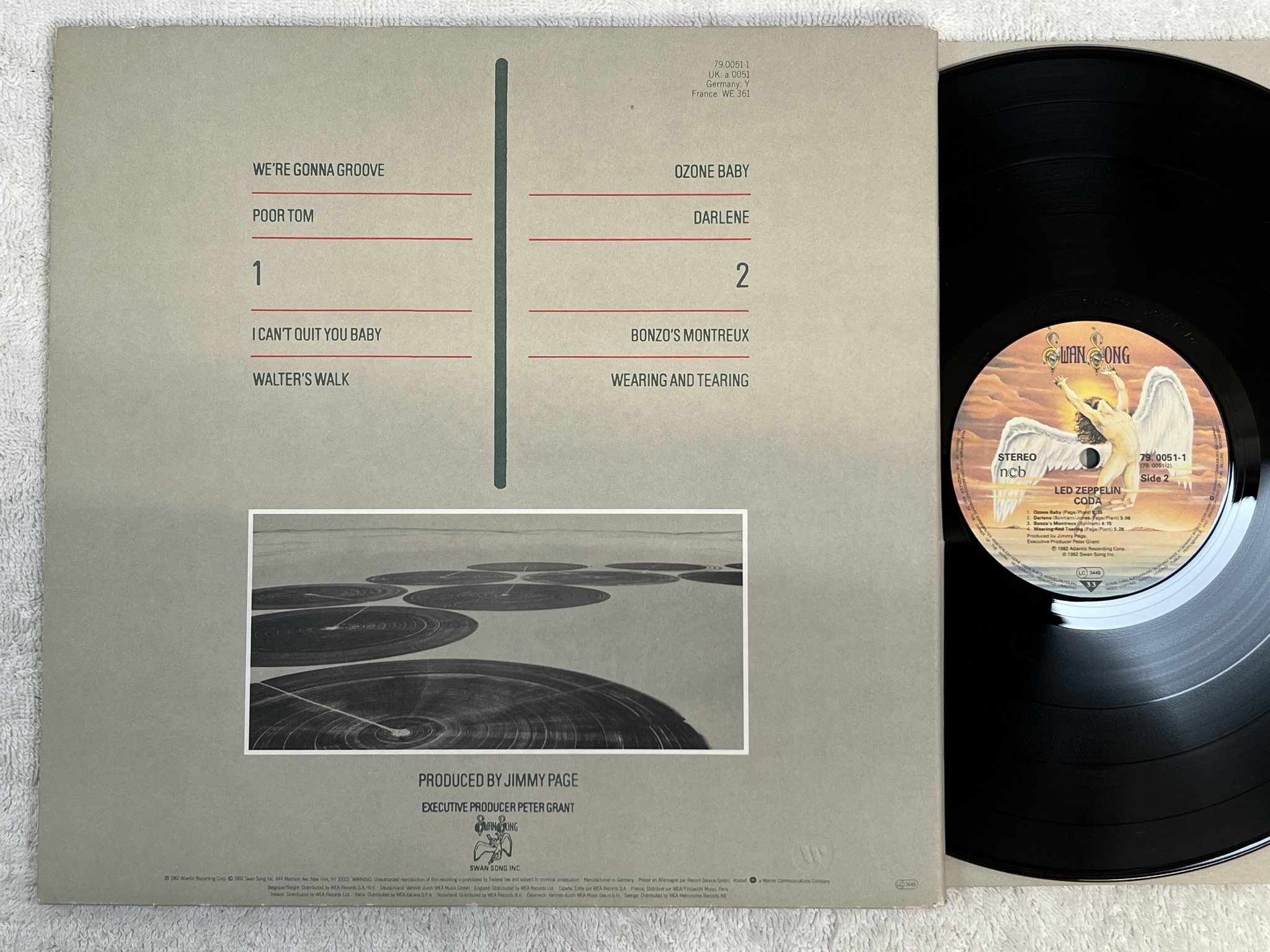 Omslagsbild för skivan LED ZEPPELIN coda LP -82 ncb SWAN SONG 7900511