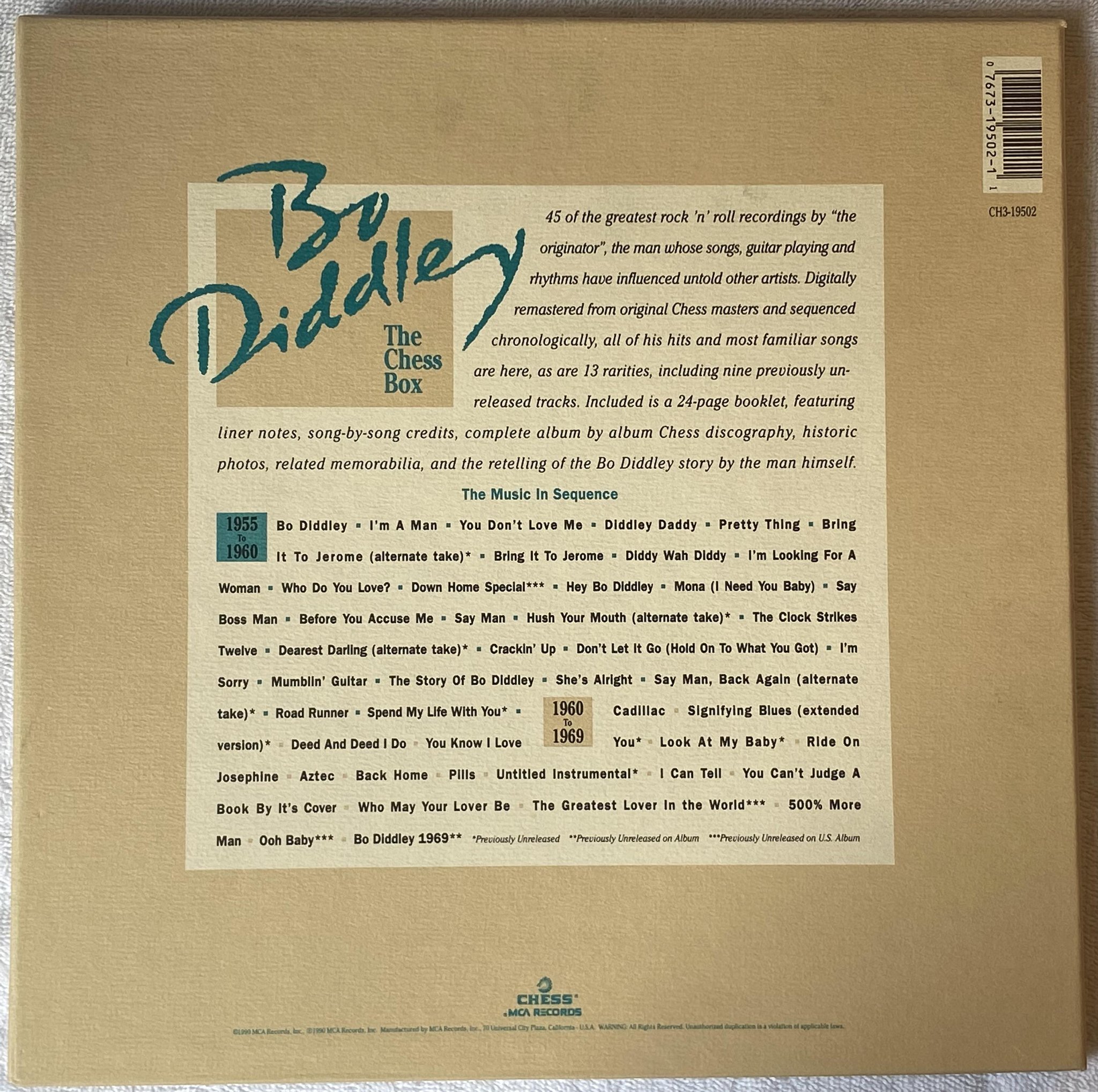 Omslagsbild för skivan BO DIDDLEY The Chess Box 3xLP -90 US CHESS CH3-19502