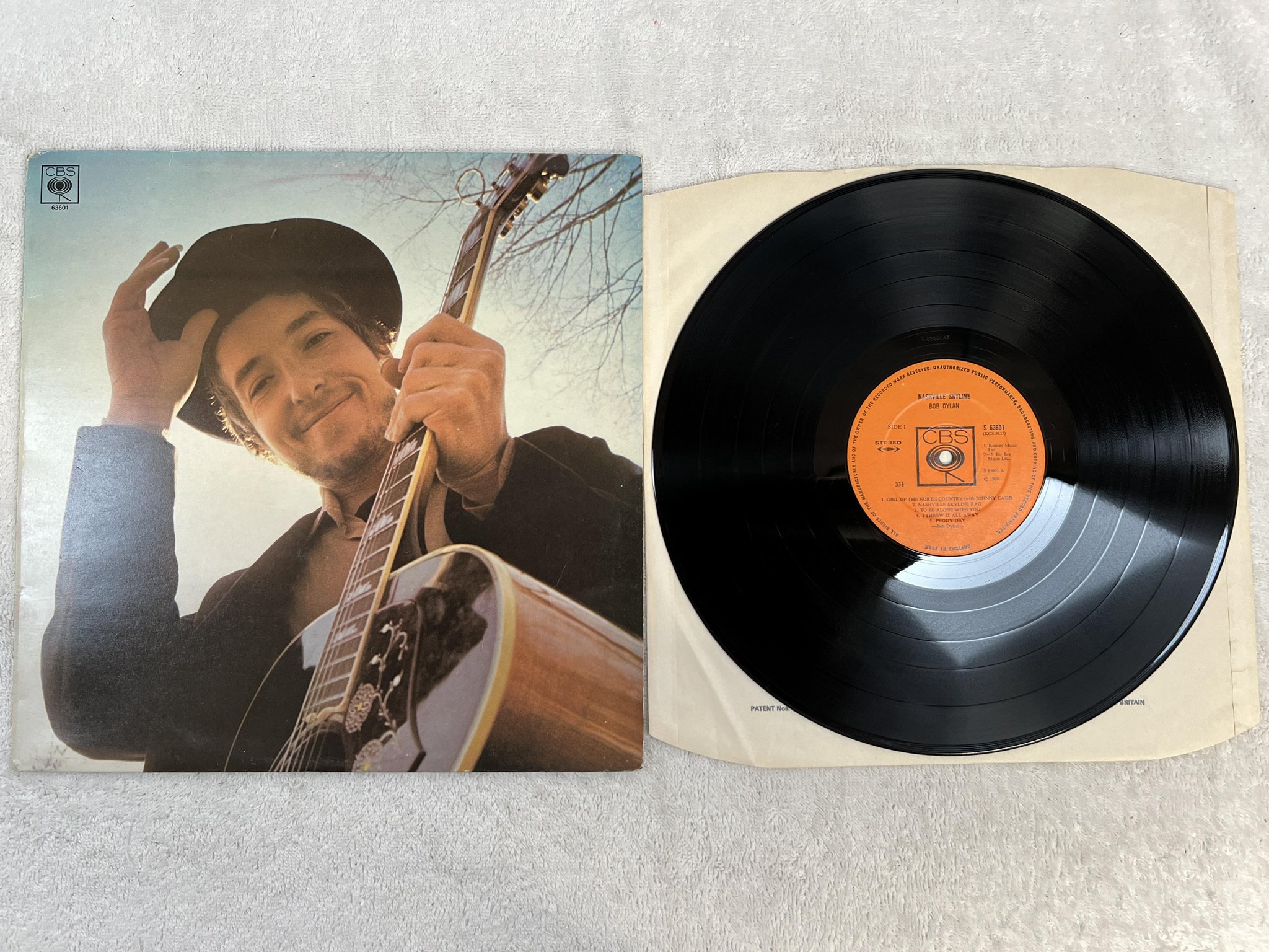 Omslagsbild för skivan BOB DYLAN Nashville skyline LP -69 UK CBS S 63601