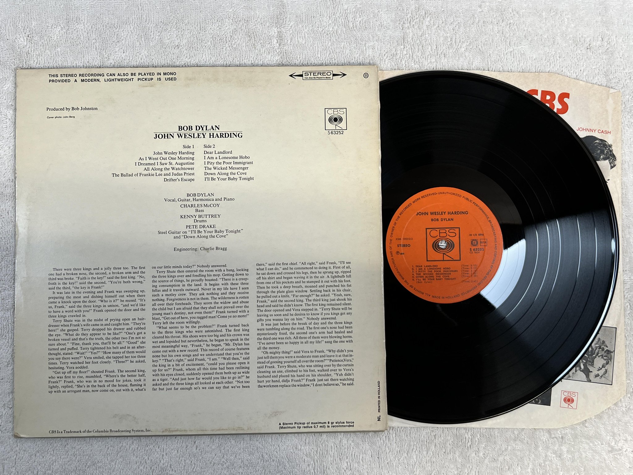 Omslagsbild för skivan BOB DYLAN John Wesley Harding LP Hol CBS S 63252