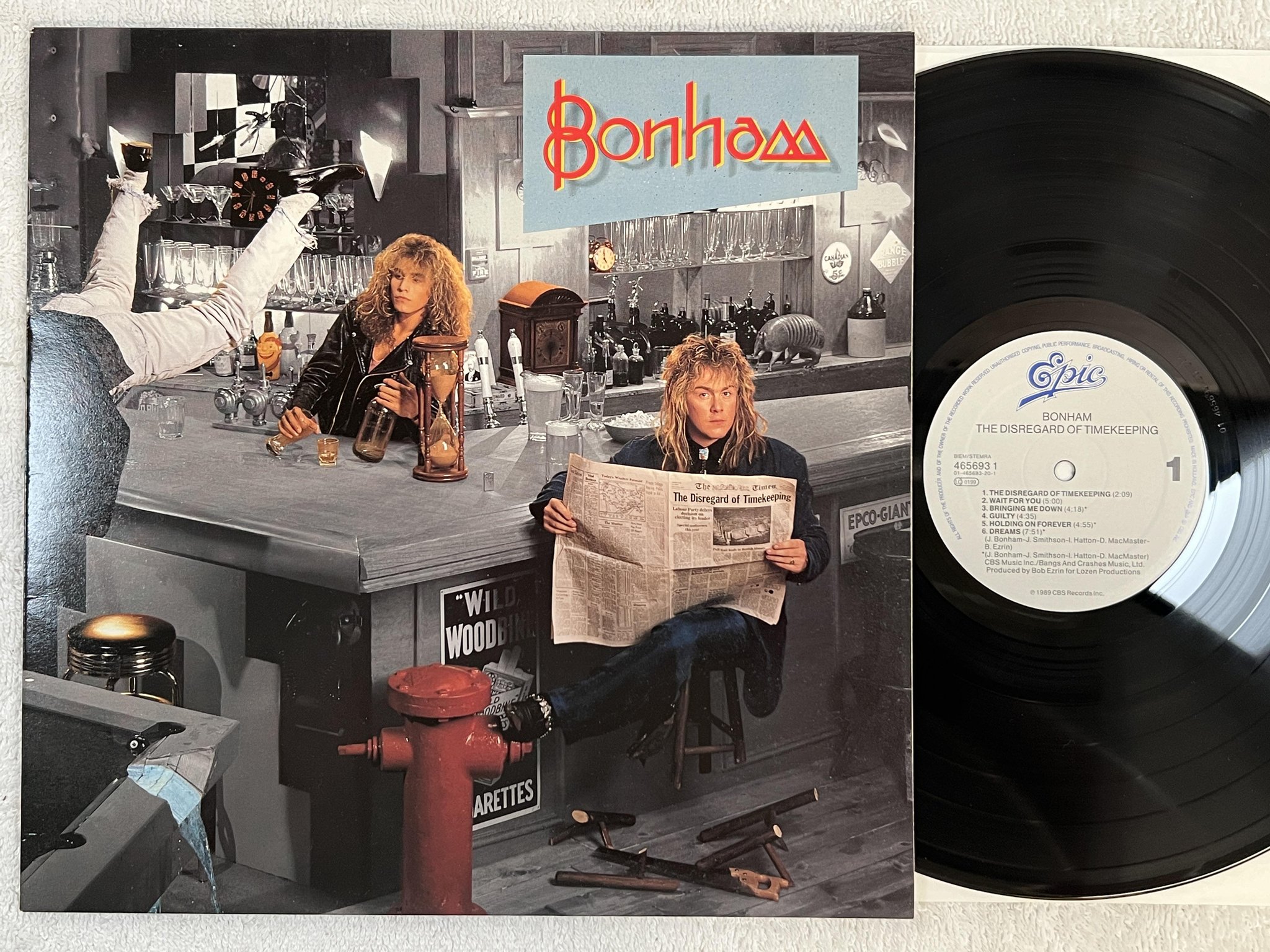 Omslagsbild för skivan BONHAM the disregard of timekeeping LP -89 Hol EPIC 4656931