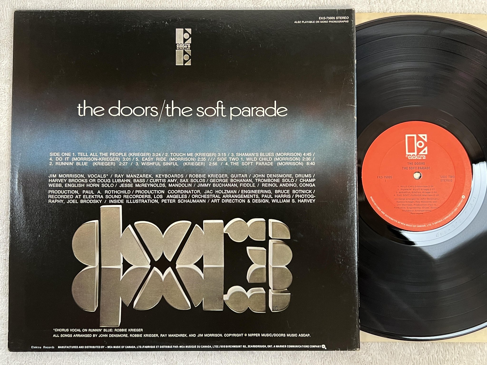 Omslagsbild för skivan THE DOORS the soft parade LP re Can ELEKTRA EKS 75005