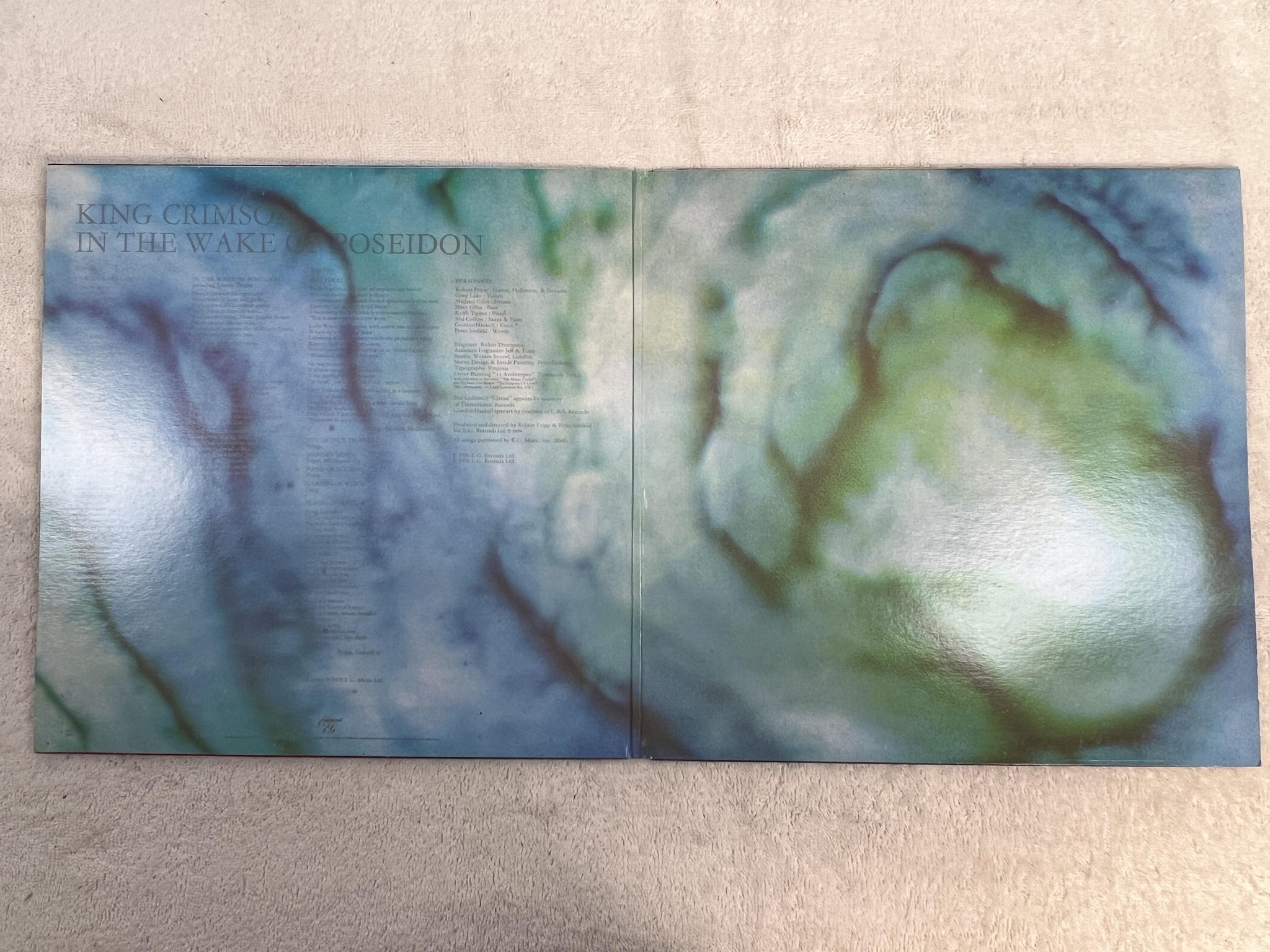 Omslagsbild för skivan KING CRIMSON in the wake of poseidon LP re US EDITIONS EG EGKC 2