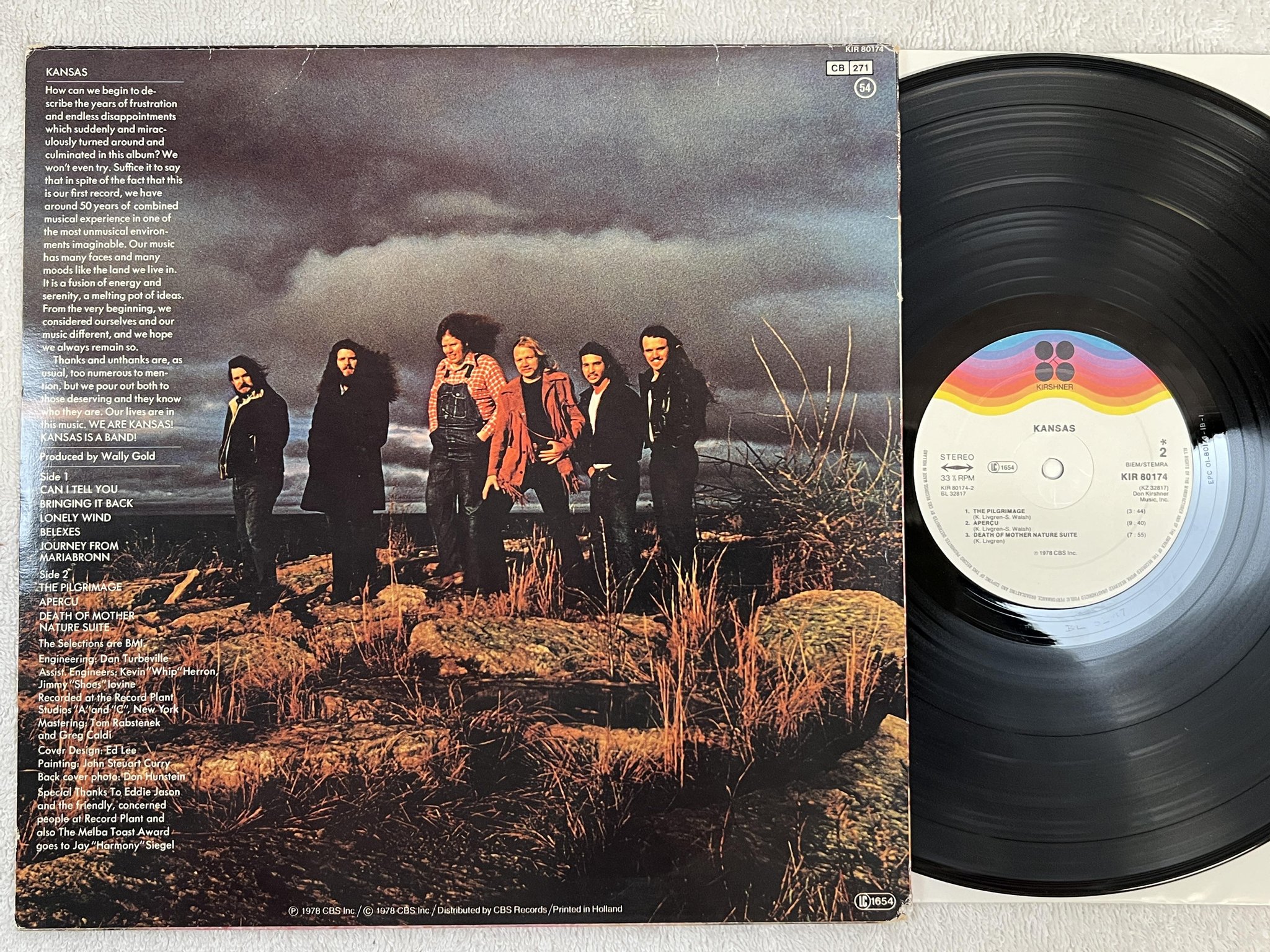 Omslagsbild för skivan KANSAS s/t LP -78 Hol KIRSHNER KIR 80174