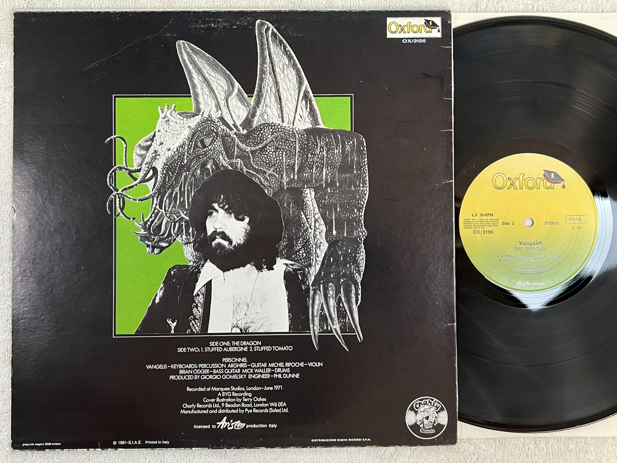 Omslagsbild för skivan VANGELIS the dragon LP -81 Ita OXFORD OX/3196