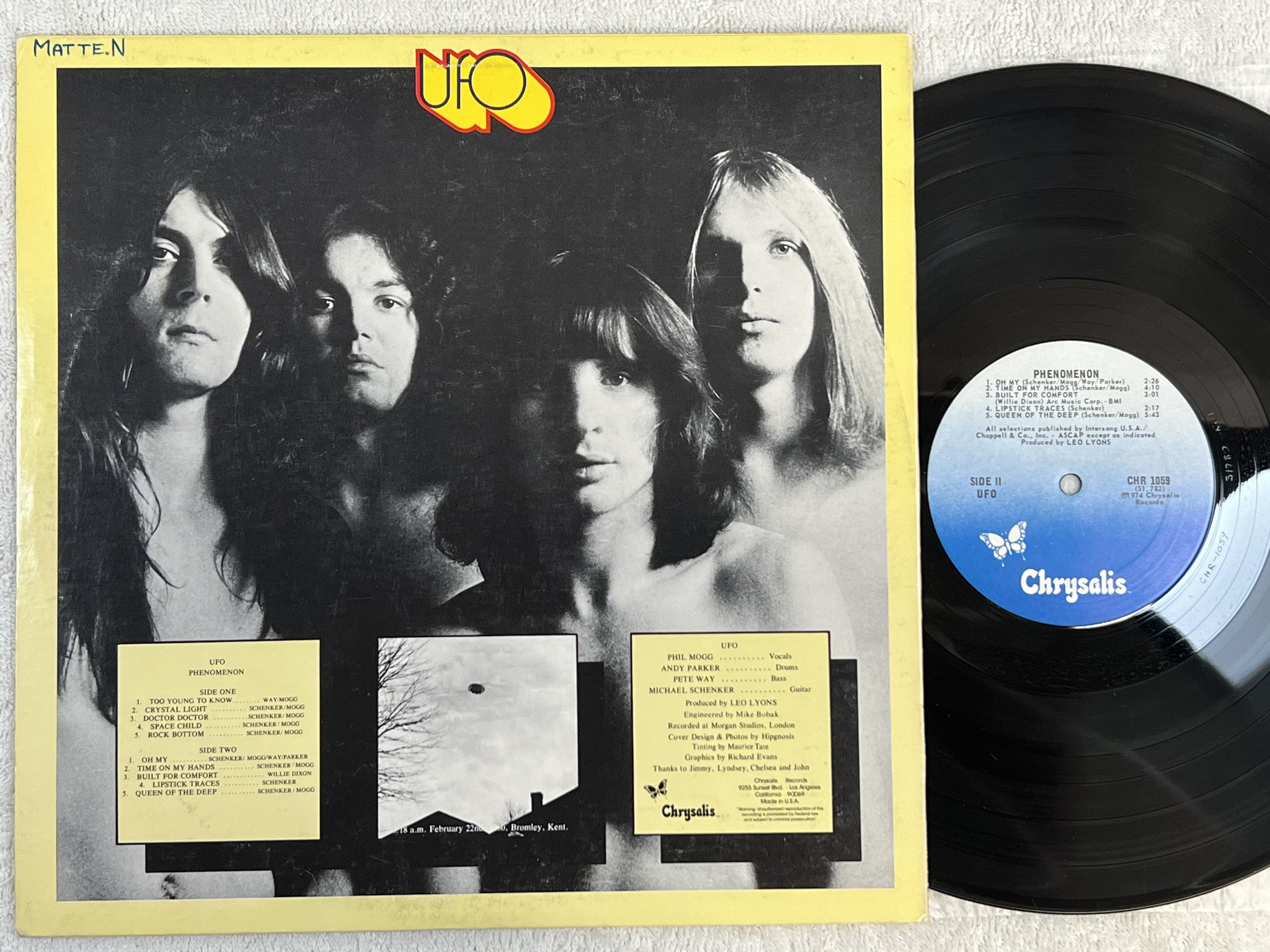 Omslagsbild för skivan UFO phenomenon LP -74 US CHRYSALIS CHR 1059