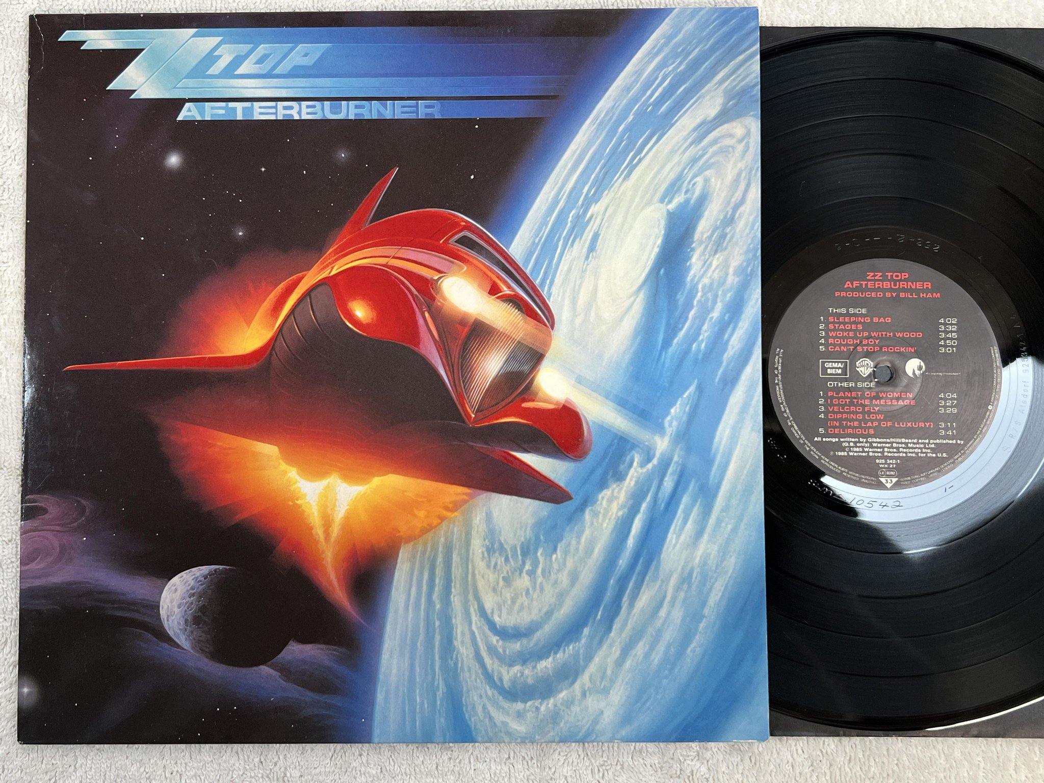 Omslagsbild för skivan ZZ TOP afterburner LP -85 Ger WARNER 925342-1