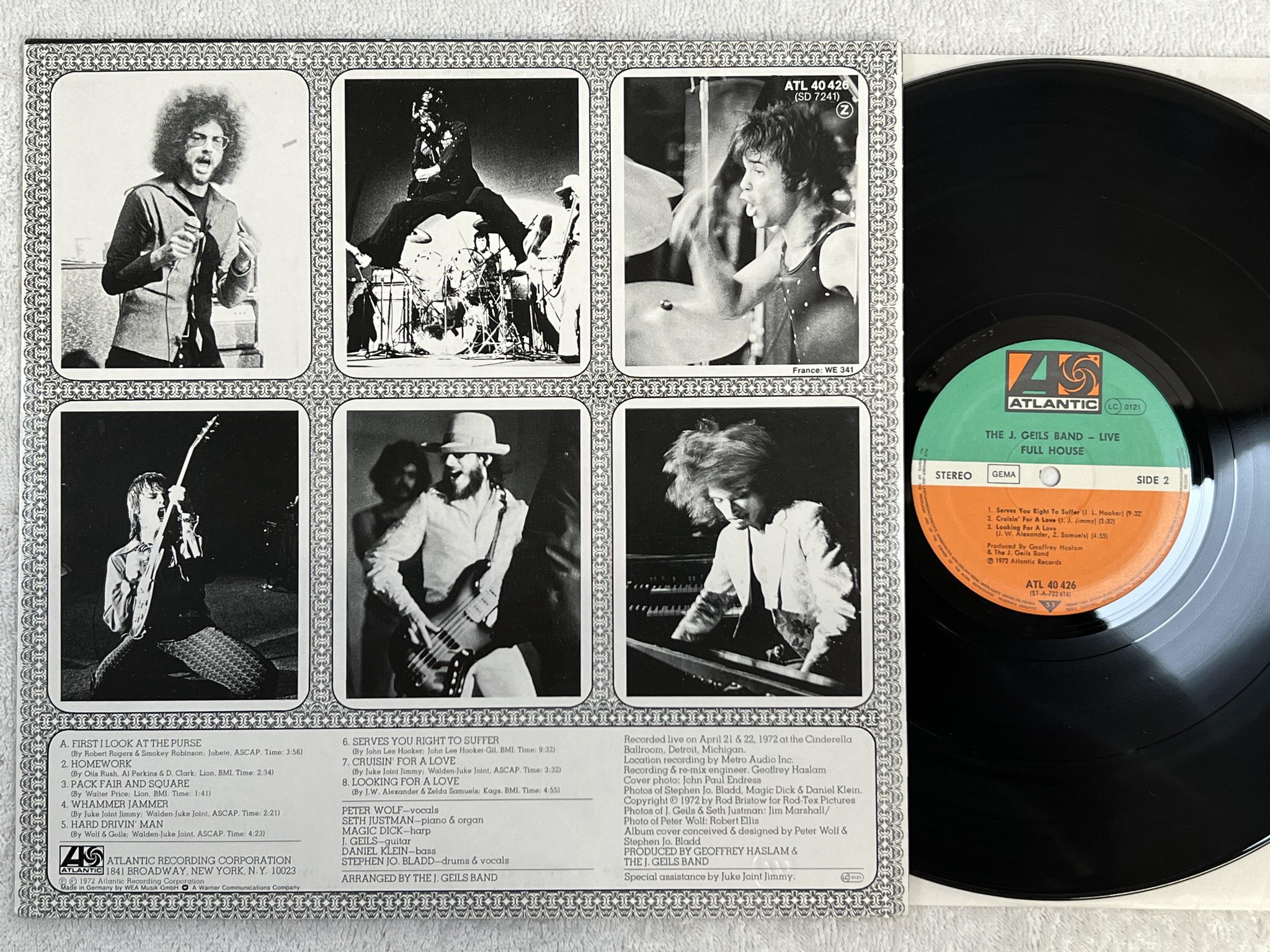 Omslagsbild för skivan J GEILS BAND live full house LP re Ger ATLANTIC ATL 40426