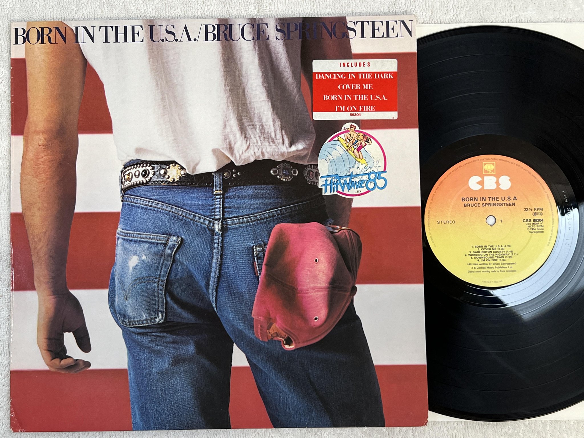 Omslagsbild för skivan BRUCE SPRINGSTEEN born in the U.S.A. LP -84 Hol CBS 86304