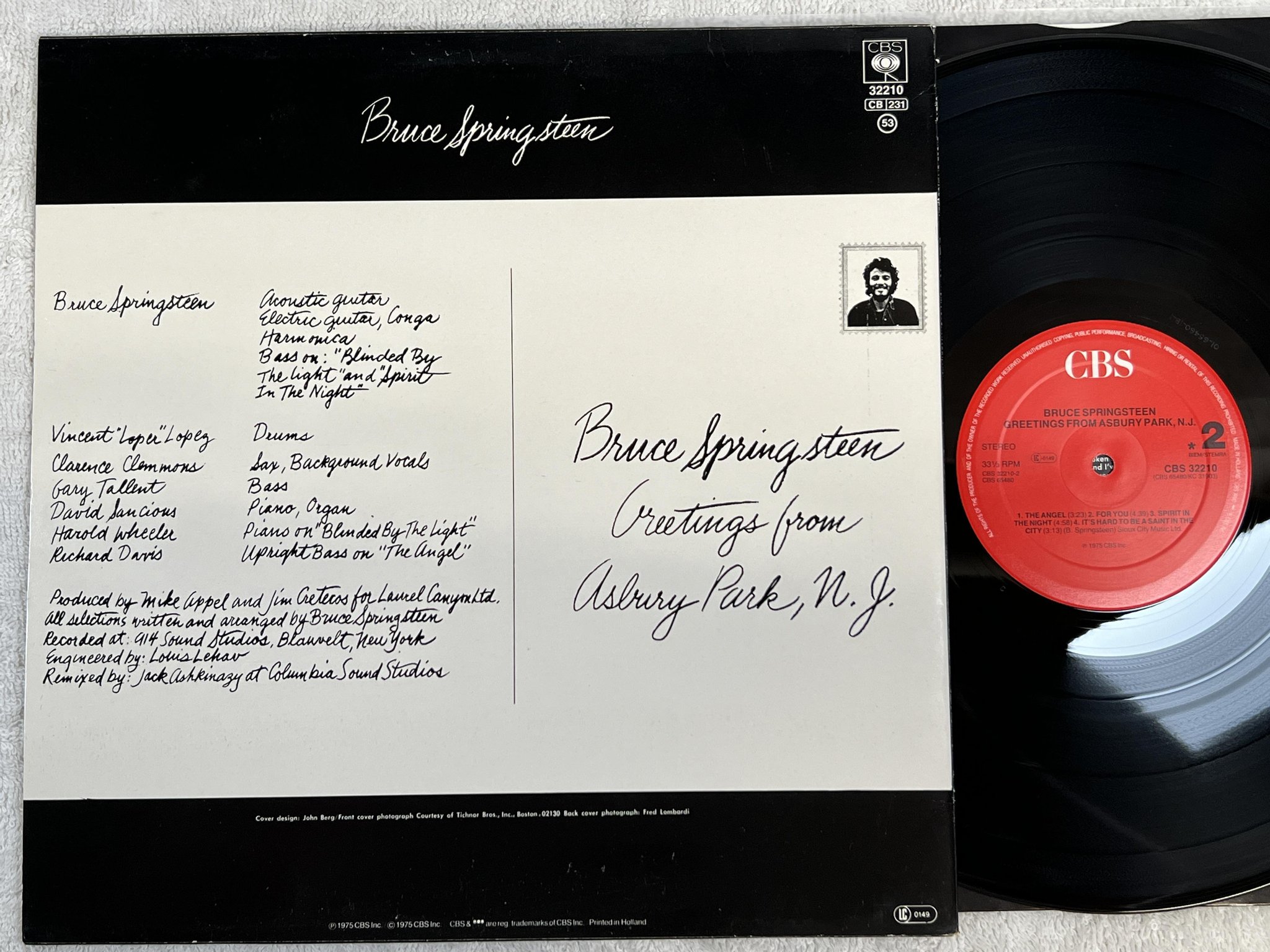 Omslagsbild för skivan BRUCE SPRINGSTEEN greetings from Asbury Park N.J. LP Hol CBS 32210