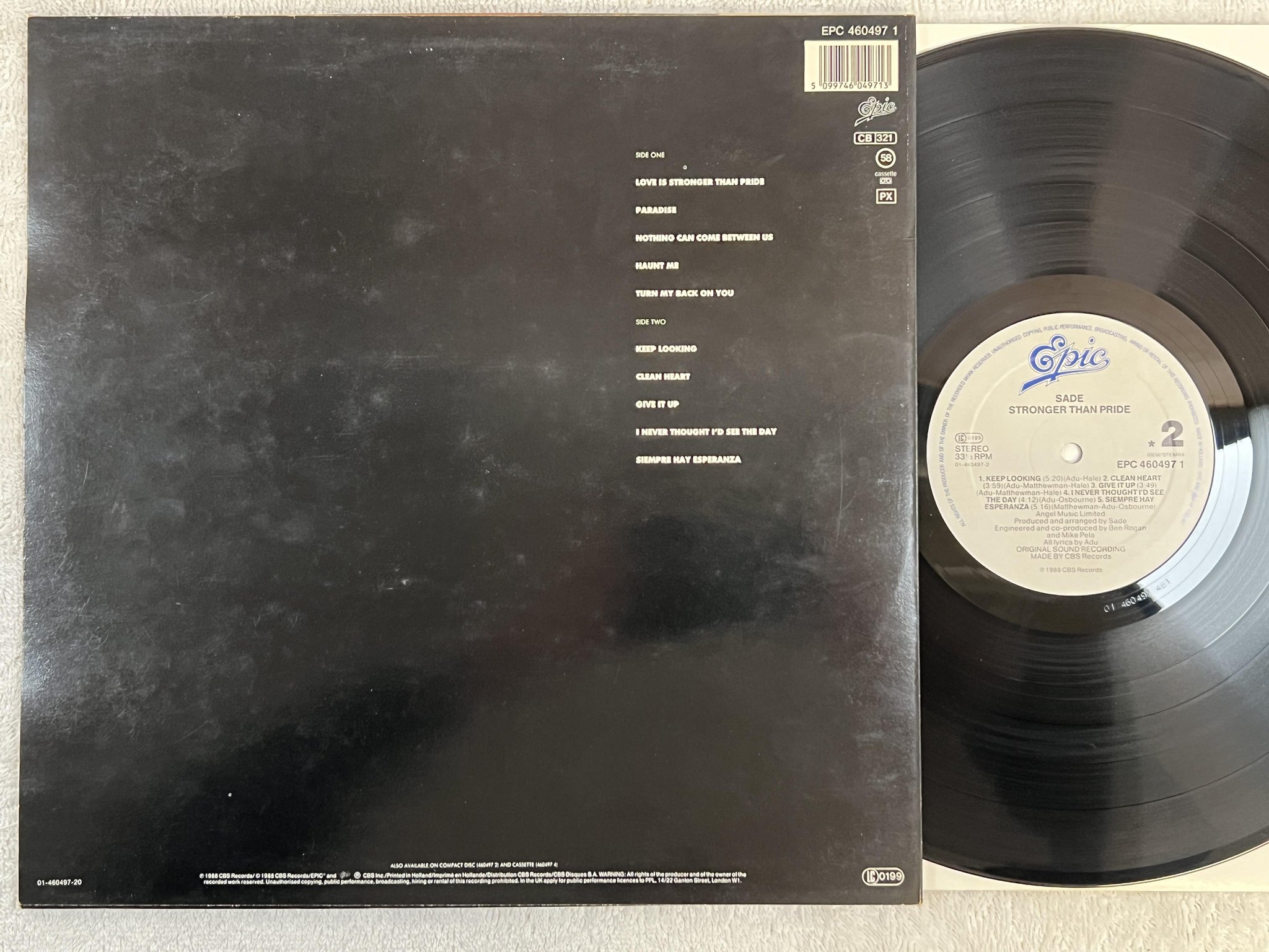 Omslagsbild för skivan SADE stronger than pride LP -88 Hol EPIC EPC 4604971