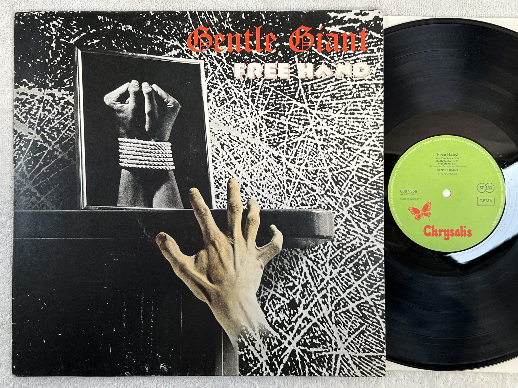 Omslagsbild för skivan GENTLE GIANT free hand LP -75 Ger CHRYSALIS 6307556