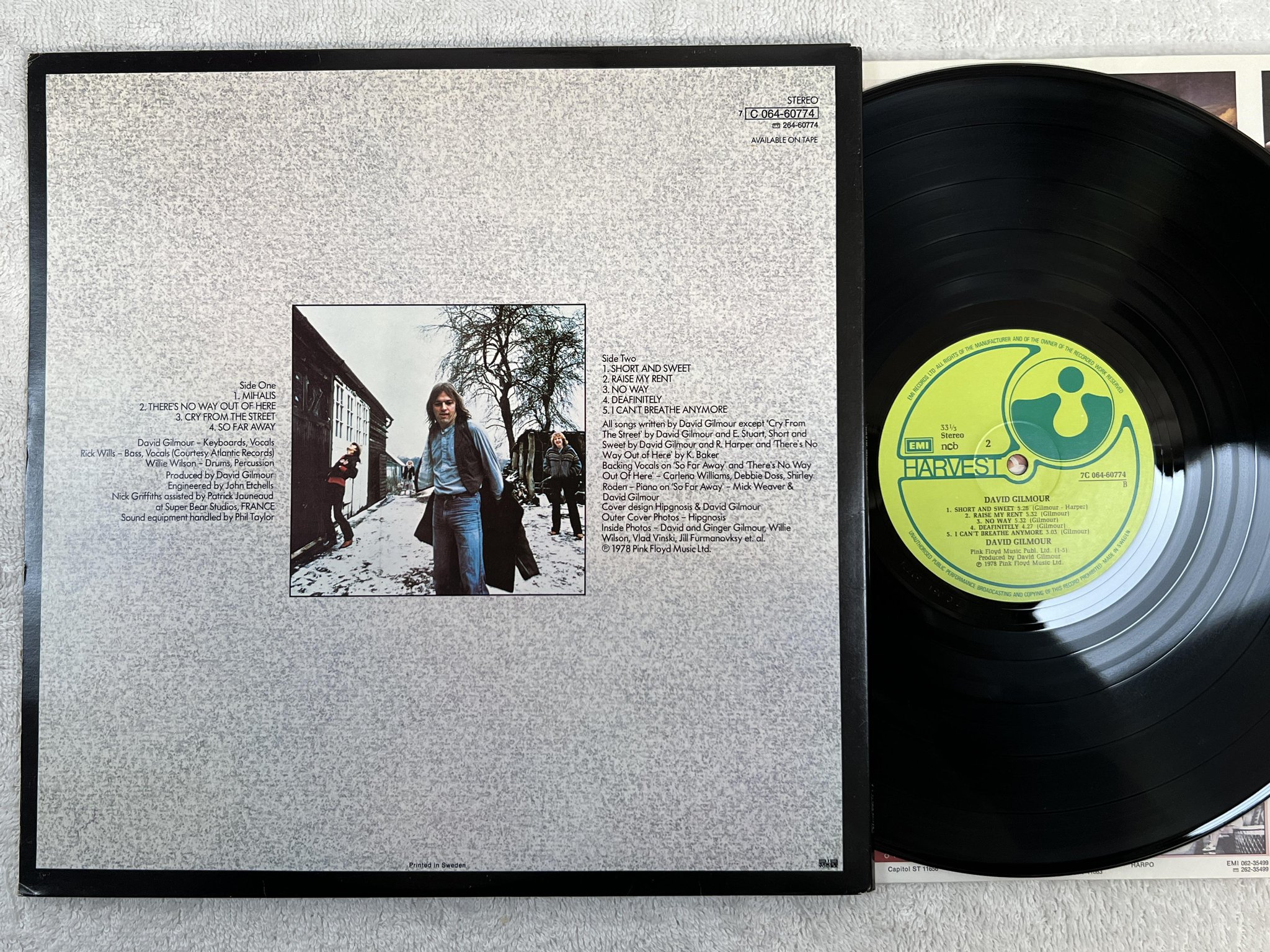 Omslagsbild för skivan DAVID GILMOUR s/t LP -78 ncb HARVEST 7C 064-60774