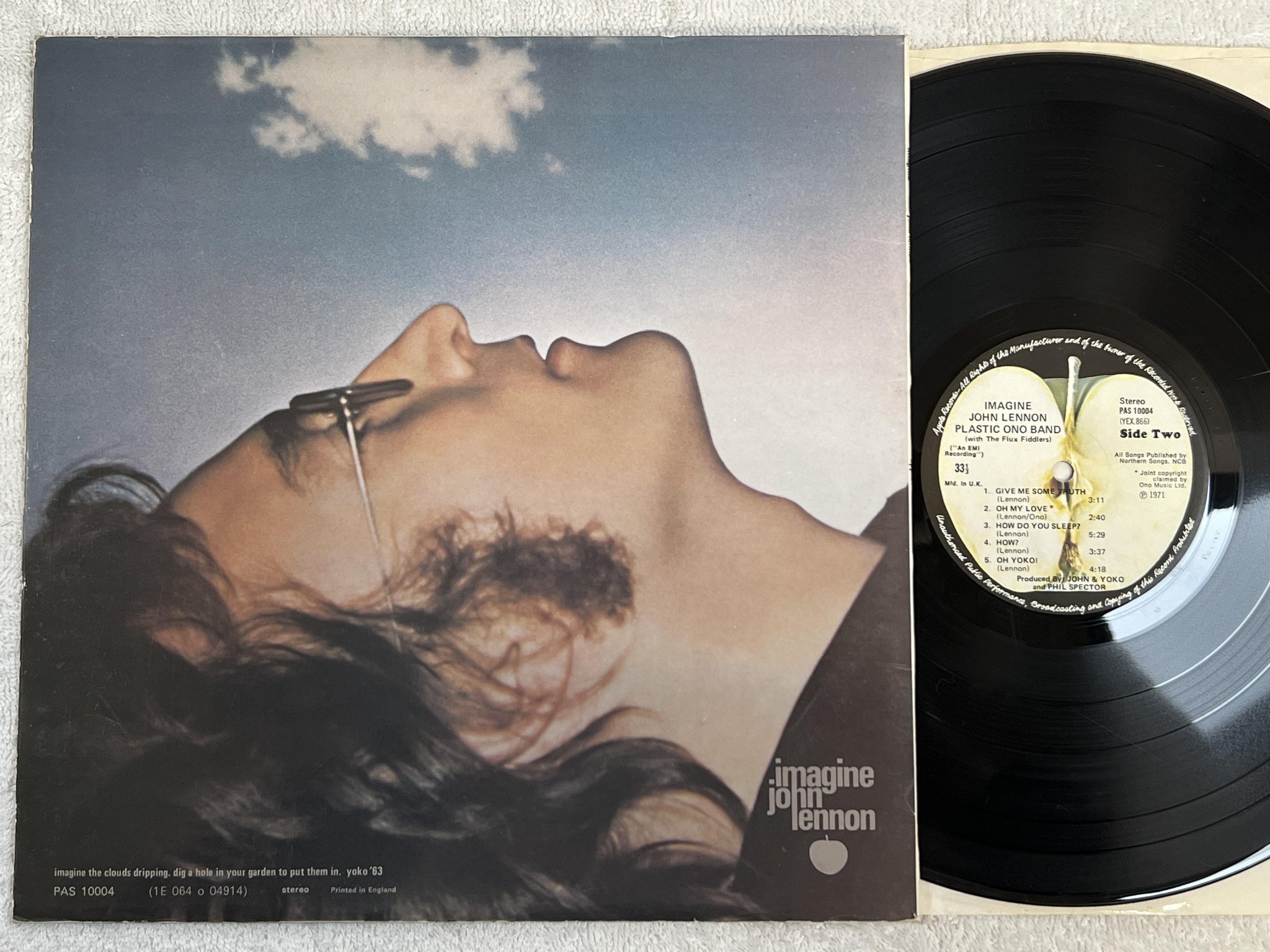 Omslagsbild för skivan JOHN LENNON imagine LP -71 UK APPLE PAS 10004 *** CLASSIC ALBUM ***