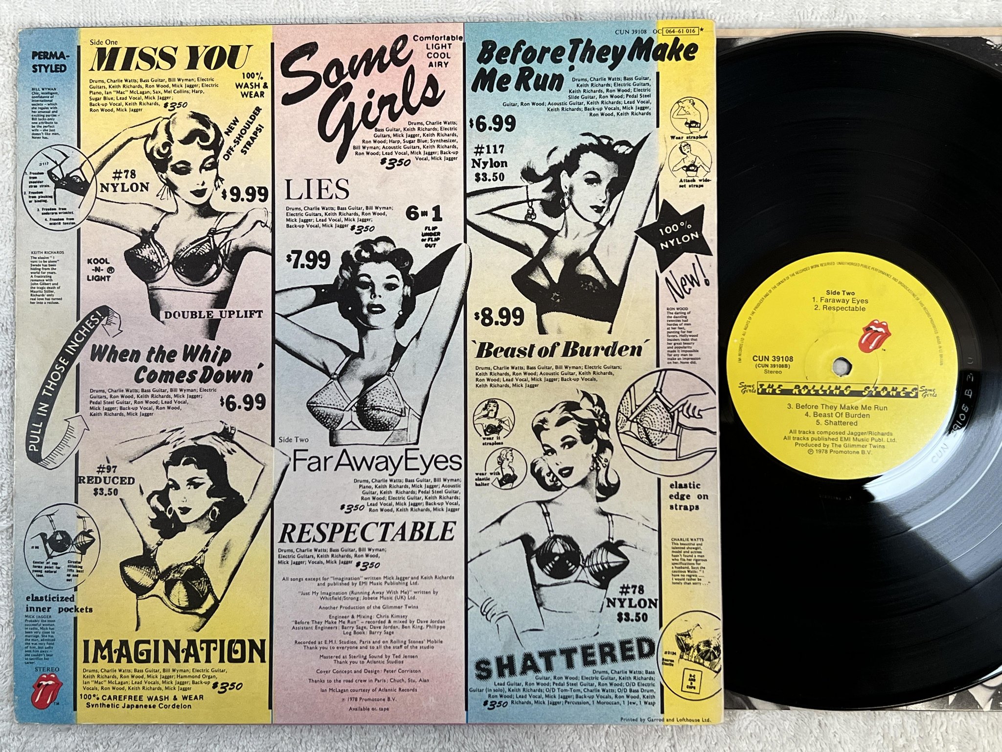 Omslagsbild för skivan ROLLING STONES some girls LP -78 UK CUN 39108 *** Miss You ***