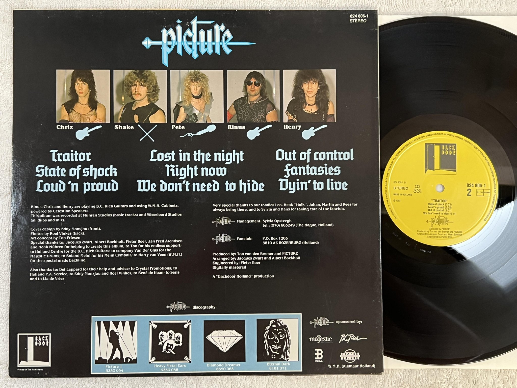 Omslagsbild för skivan PICTURE traitor LP -85 Hol BACKDOOR 824 806-1