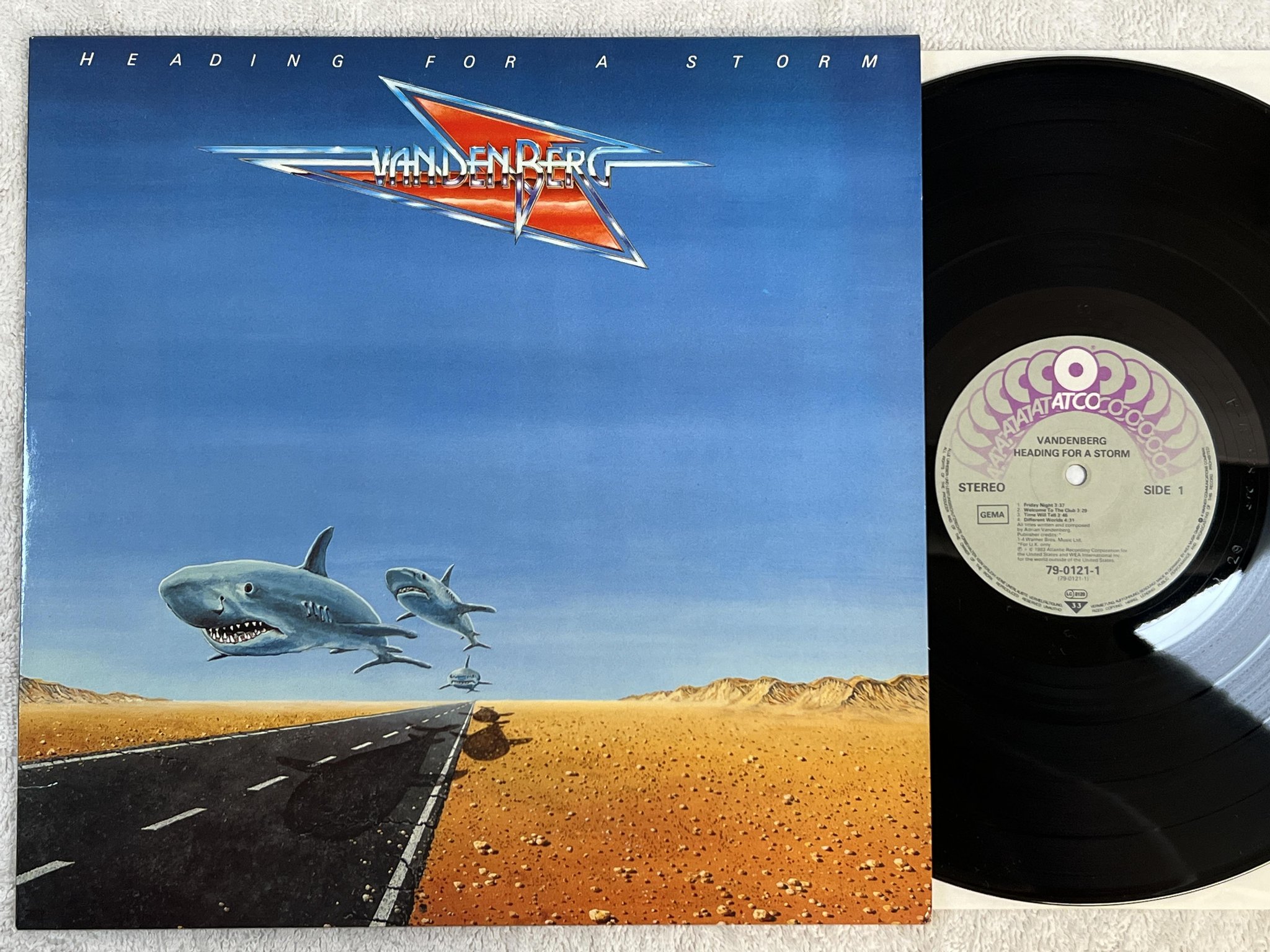 Omslagsbild för skivan VANDERBERG heading for a storm LP -83 Ger ATCO 79-0121-1
