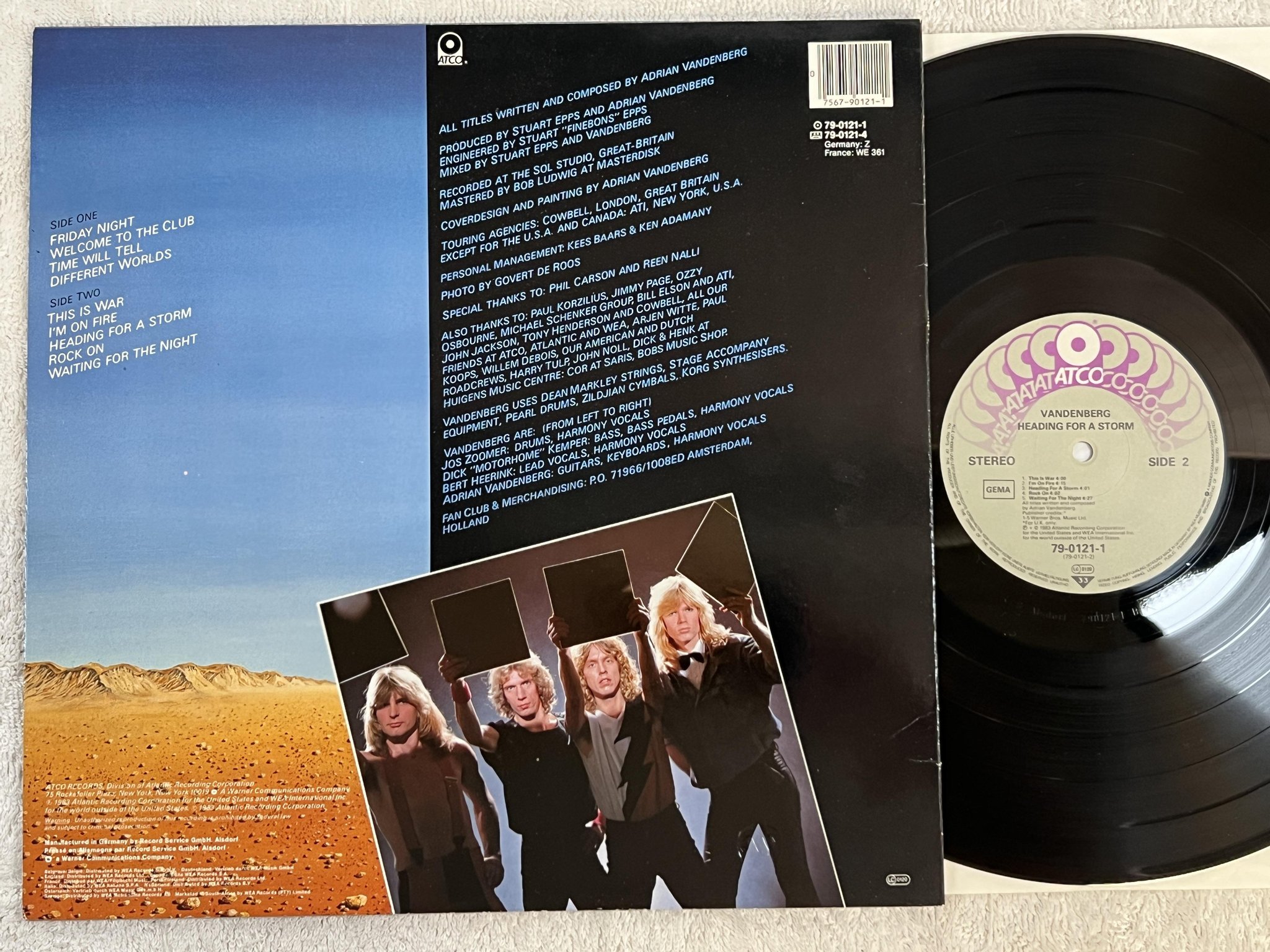Omslagsbild för skivan VANDERBERG heading for a storm LP -83 Ger ATCO 79-0121-1