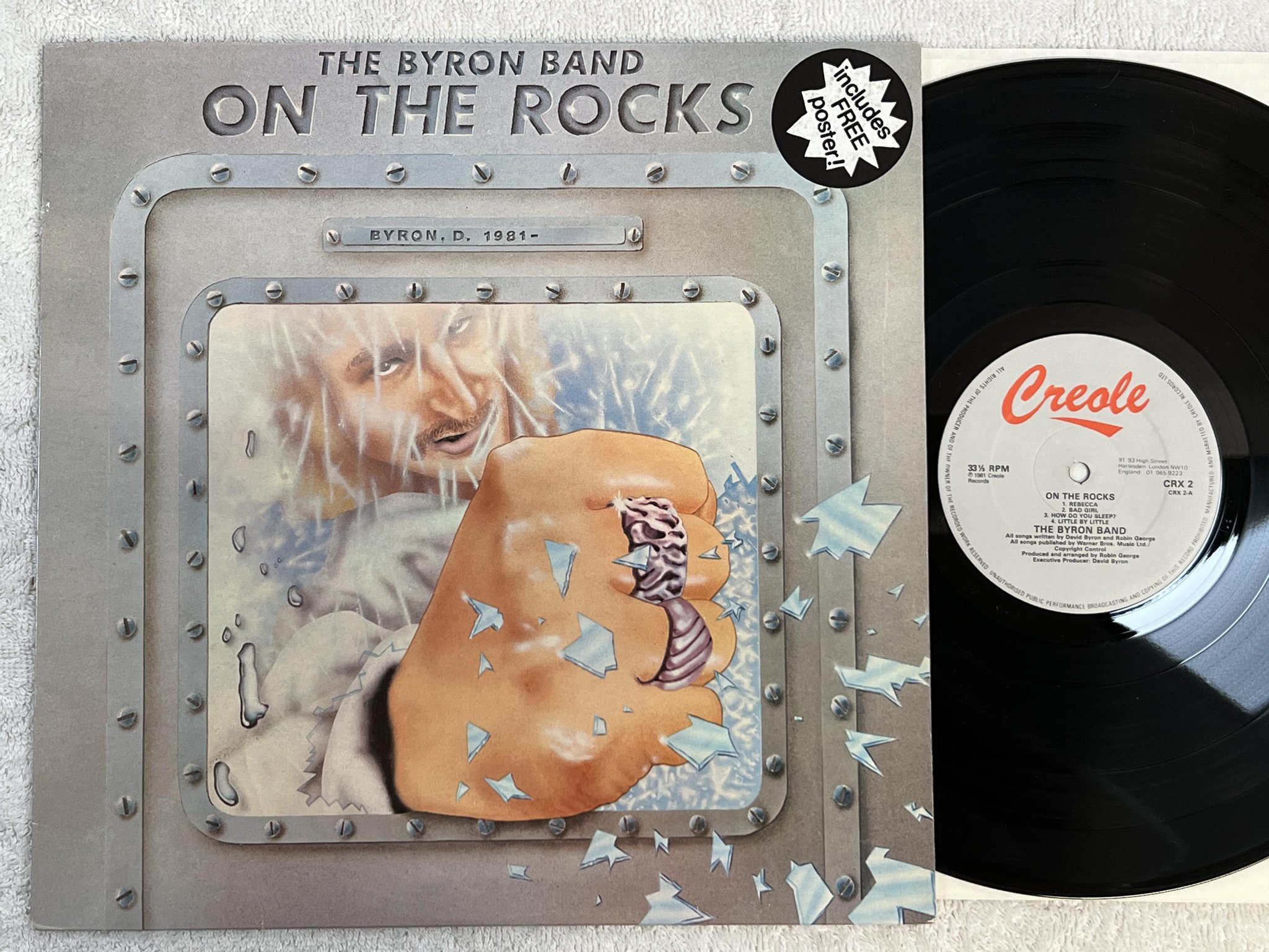Omslagsbild för skivan THE BYRON BAND on the rocks LP -81 UK CREOLE CRX 2