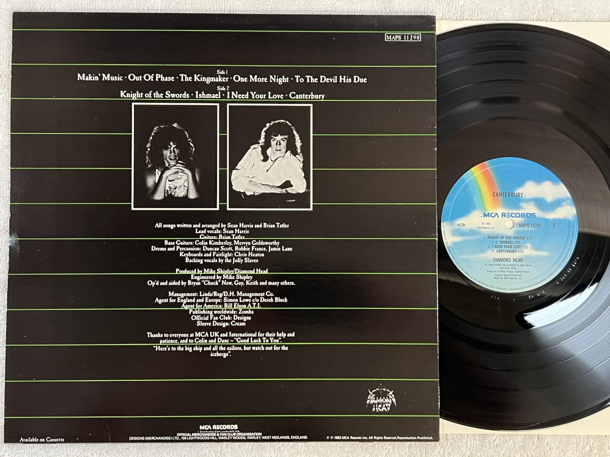 Omslagsbild för skivan DIAMOND HEAD Canterbury LP -83 ncb MCA MAPS 112902