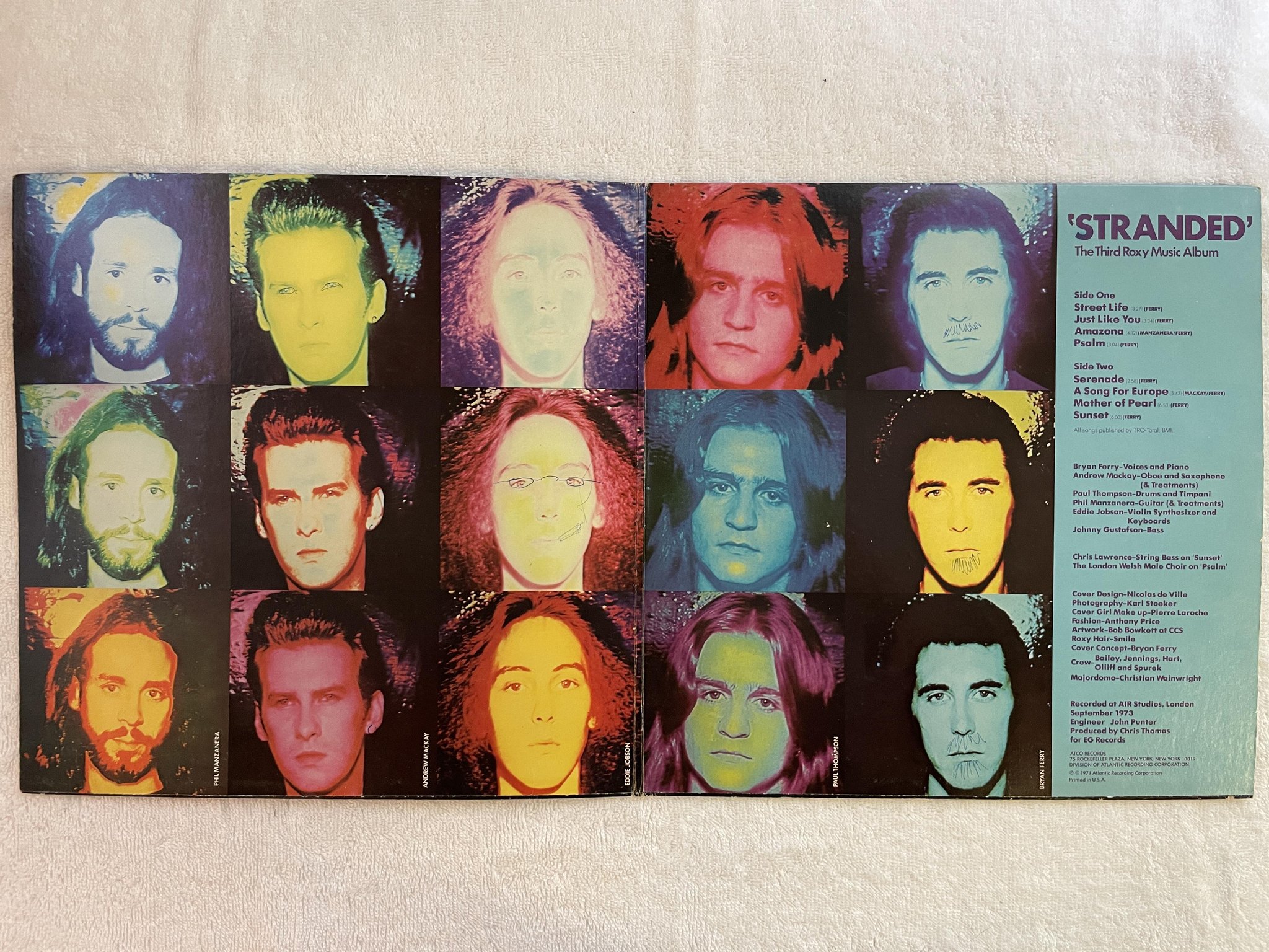 Omslagsbild för skivan ROXY MUSIC stranded LP -74 US ATCO SD 7045