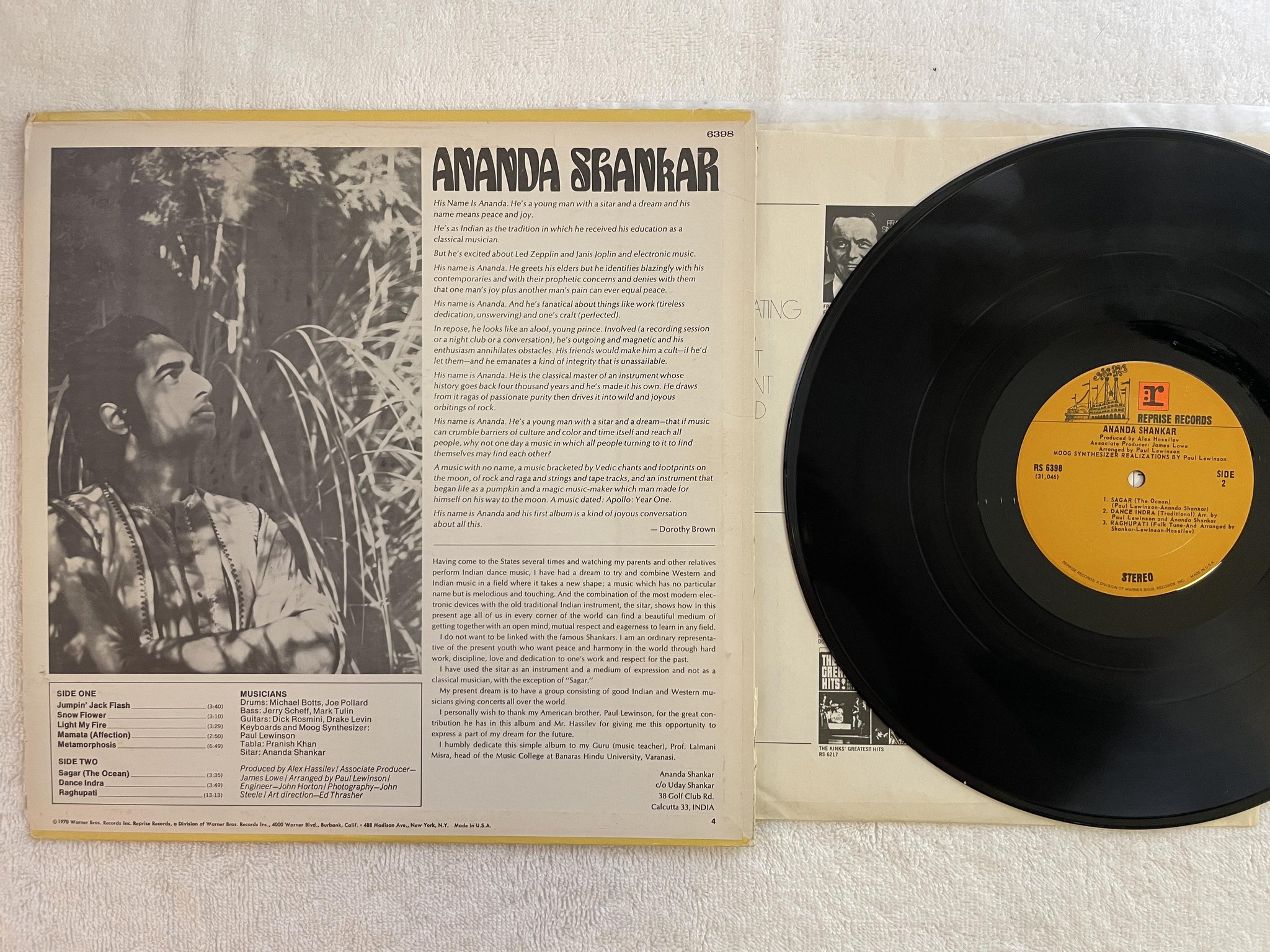Omslagsbild för skivan ANANDA SHANKAR s/t LP -70 US REPRISE RS 6398 *** GREAT ALBUM ***