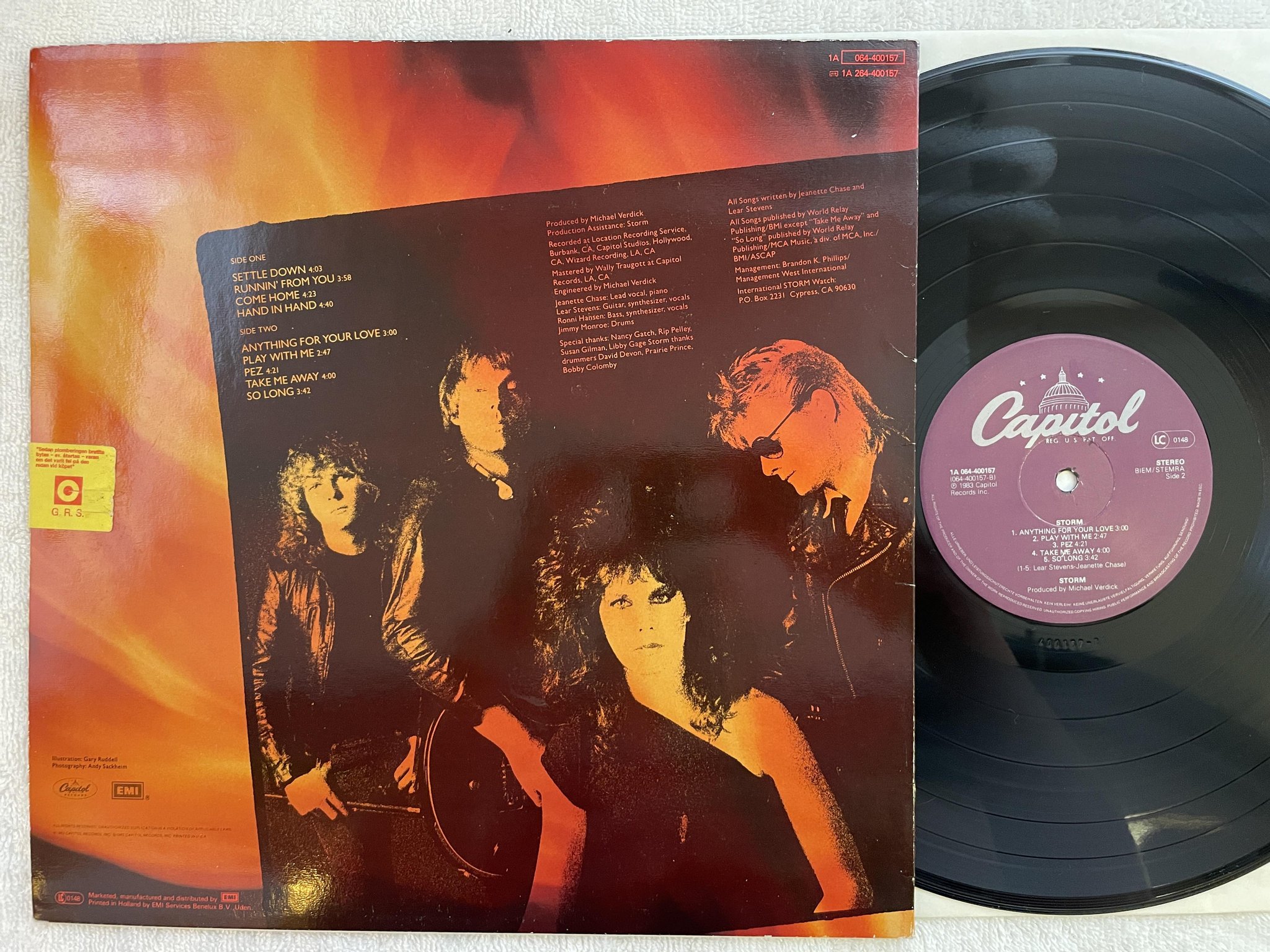 Omslagsbild för skivan STORM s/t LP -83 EU CAPITOL 1A 064-400157