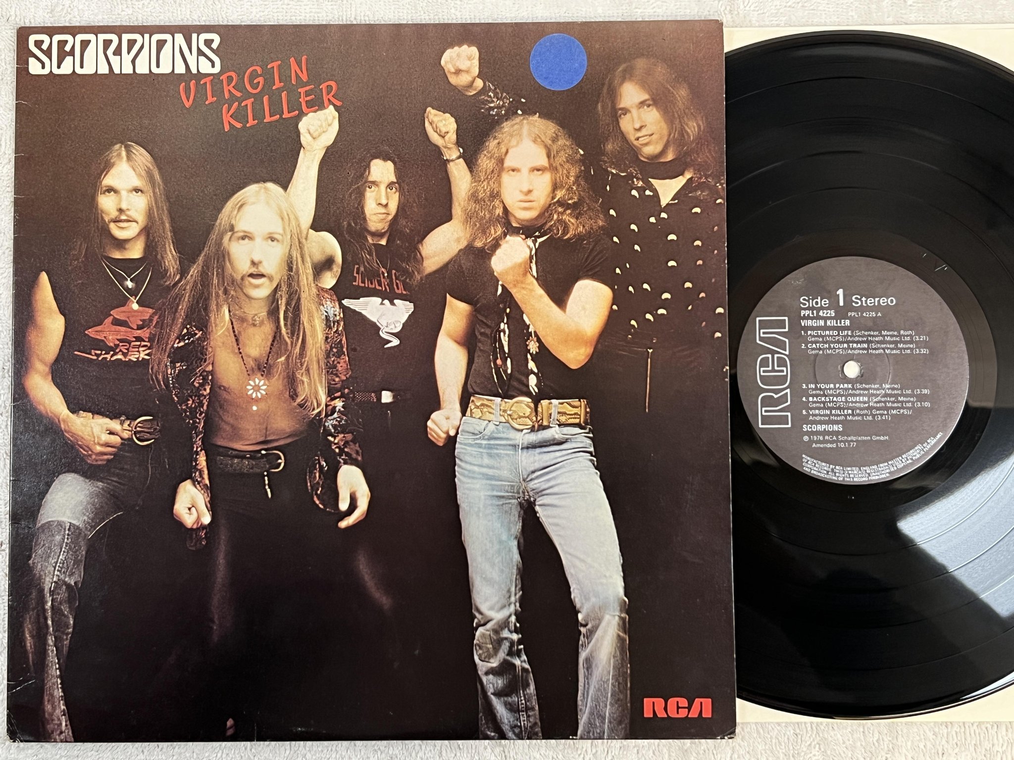 Omslagsbild för skivan SCORPIONS virgin killer LP -76 UK RCA PPL1 4225
