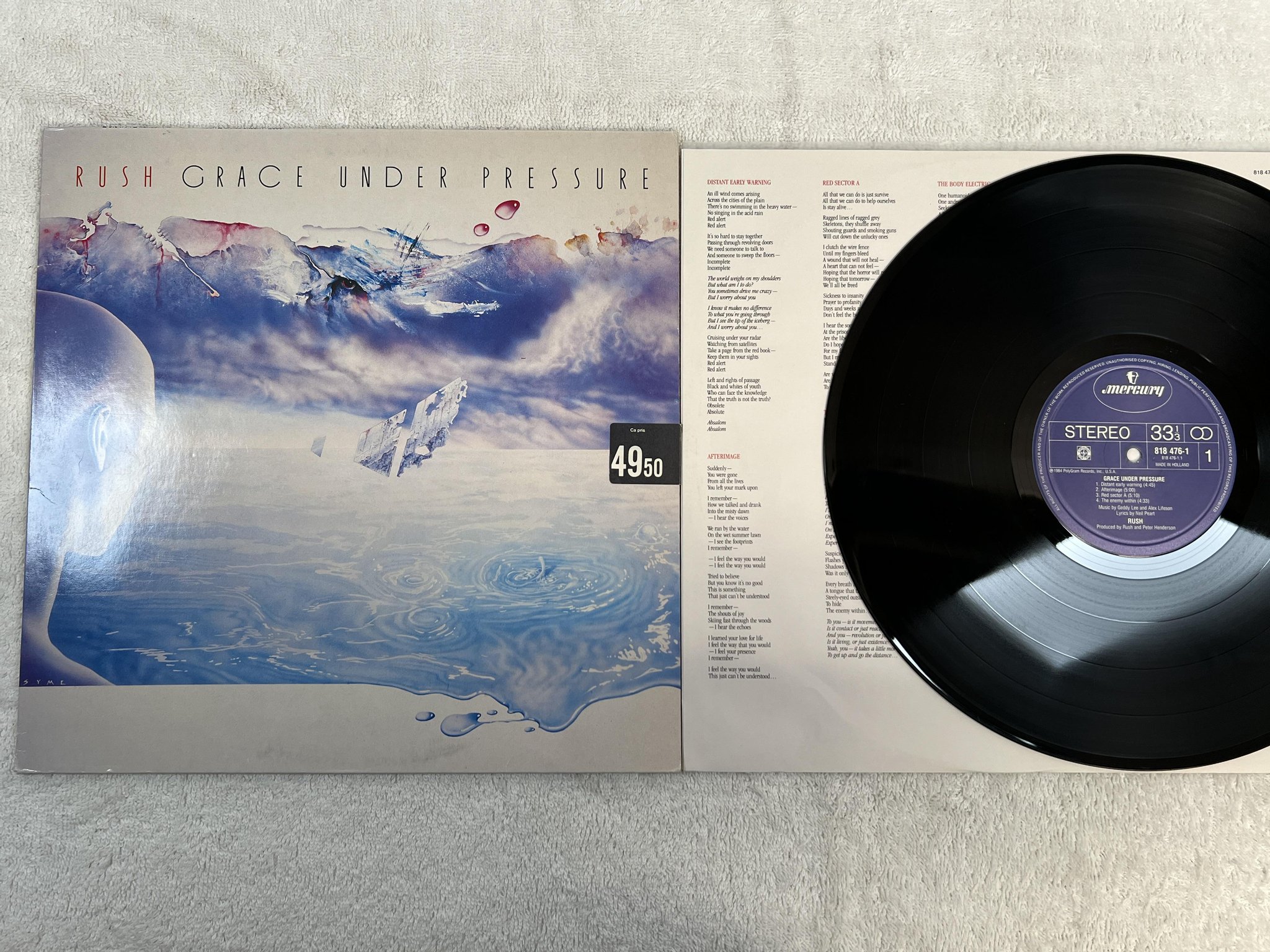 Omslagsbild för skivan RUSH grace under pressure LP -84 Hol MERCURY 818 476-1