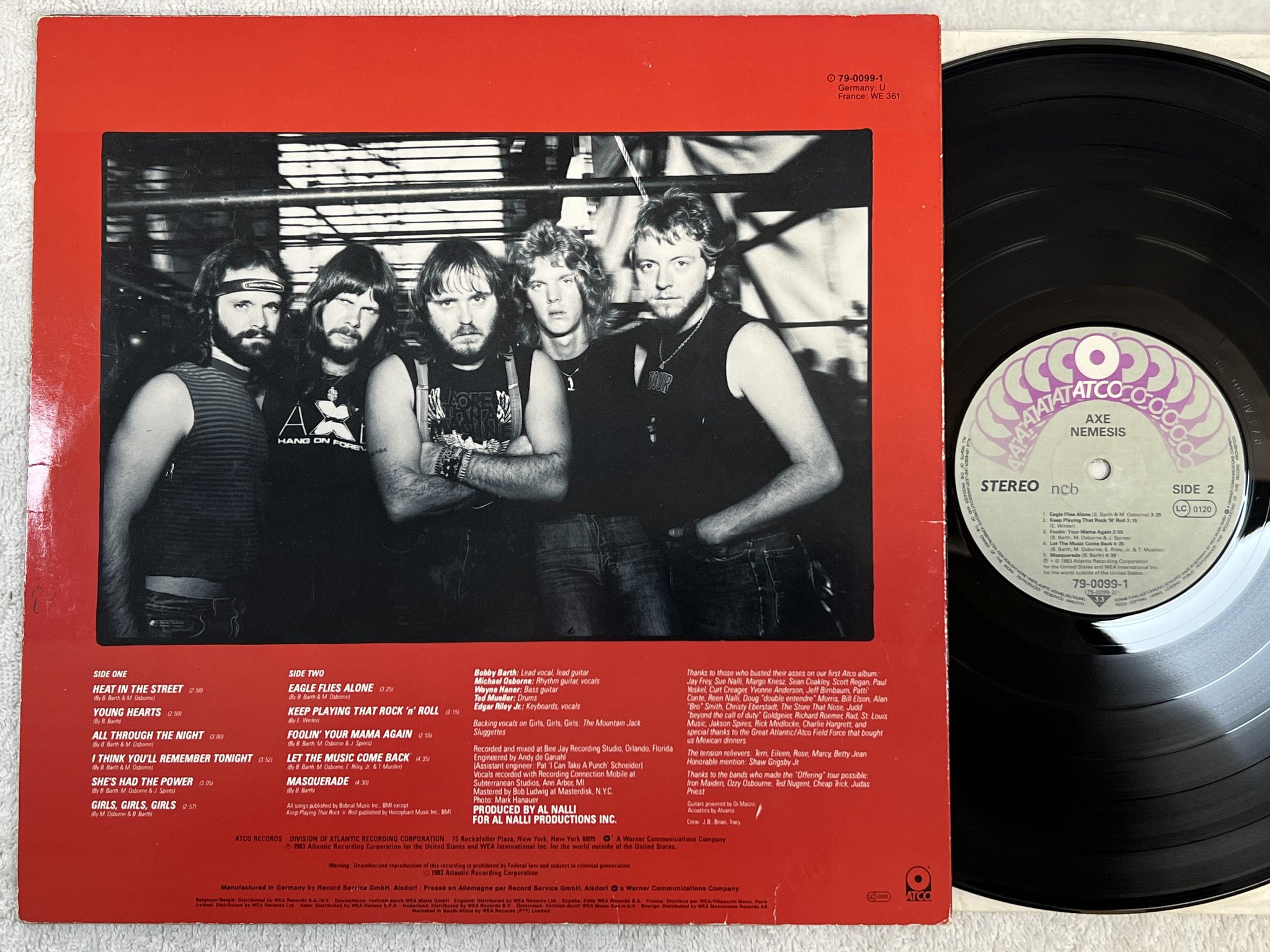 Omslagsbild för skivan AXE nemesis LP -83 ncb ATCO 79-0099-1