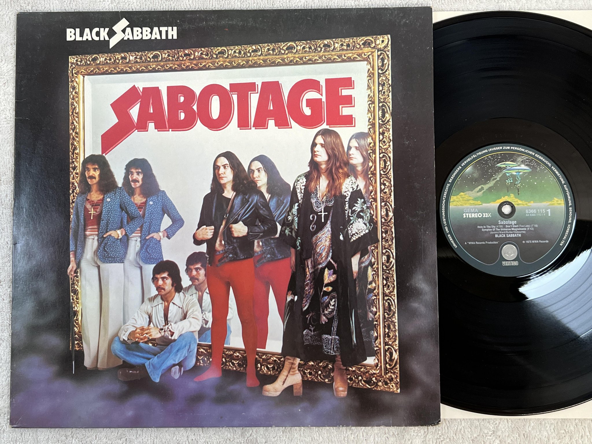 Omslagsbild för skivan BLACK SABBATH sabotage LP -75 Ger VERTIGO 6366 115