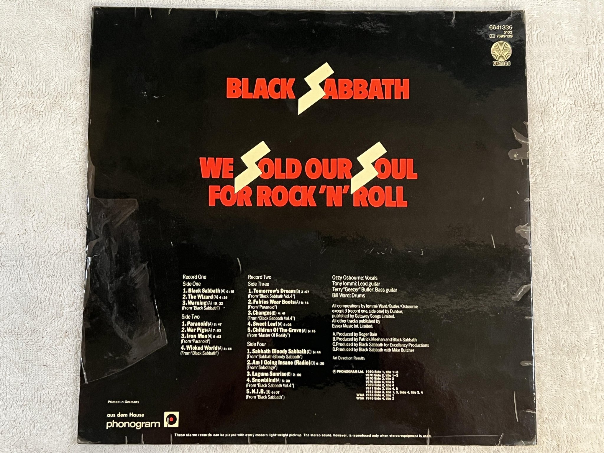 Omslagsbild för skivan BLACK SABBATH we sold our soul for rock n roll 2xLP Ger VERTIGO 9299741