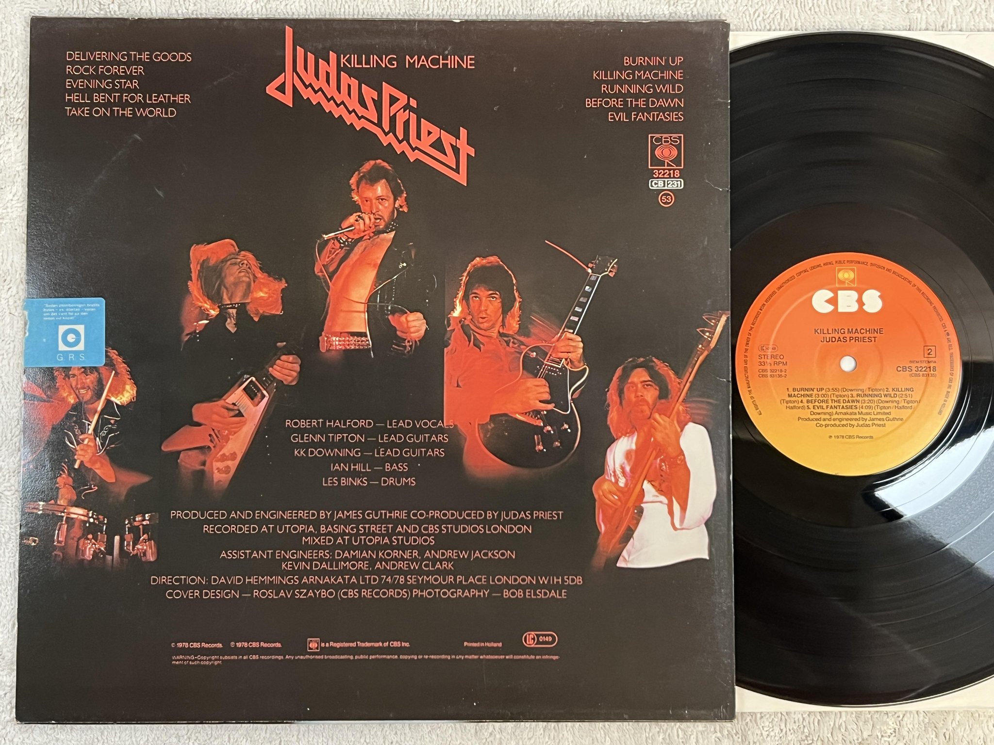 Omslagsbild för skivan JUDAS PRIEST killing machine LP -78 Hol CBS 32218