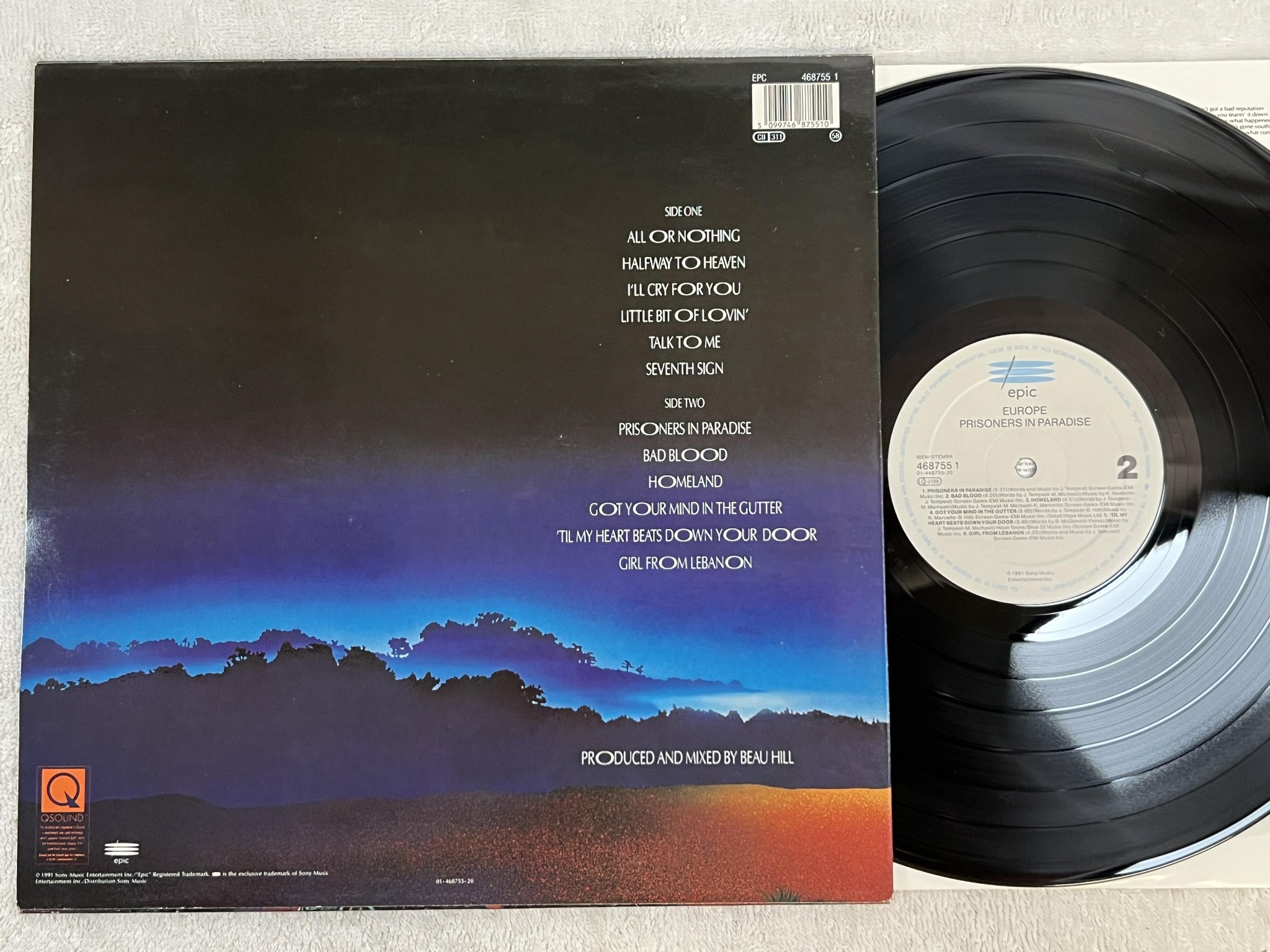 Omslagsbild för skivan EUROPE prisonoers in paradise LP -91 Hol EPIC 4687551