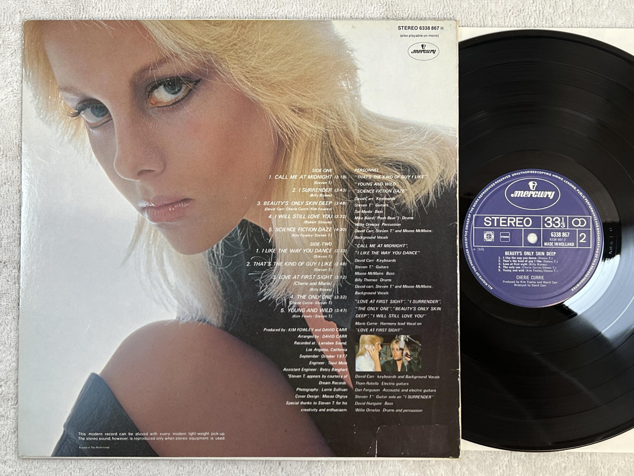 Omslagsbild för skivan CHERIE CURRIE Beauty's Only Skin Deep LP -78 Hol MERCURY 6338 867