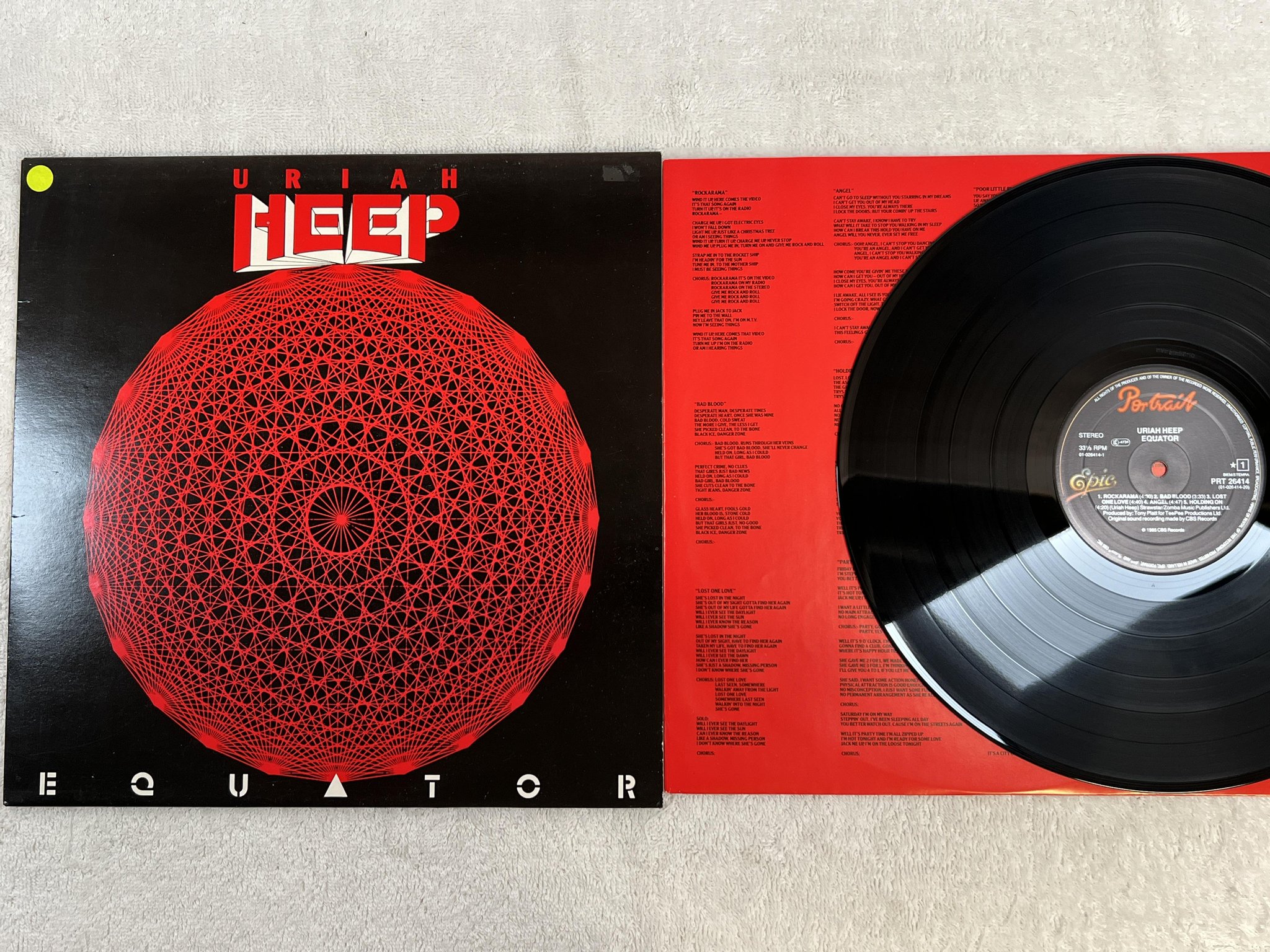 Omslagsbild för skivan URIAH HEEP equator LP -85 Hol PORTRAIT PRT 26414