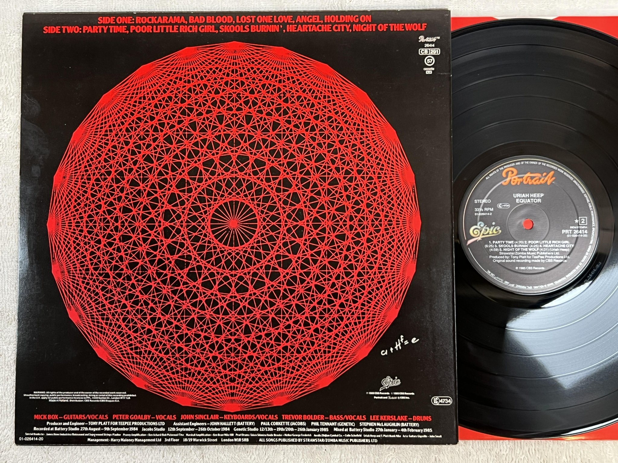 Omslagsbild för skivan URIAH HEEP equator LP -85 Hol PORTRAIT PRT 26414