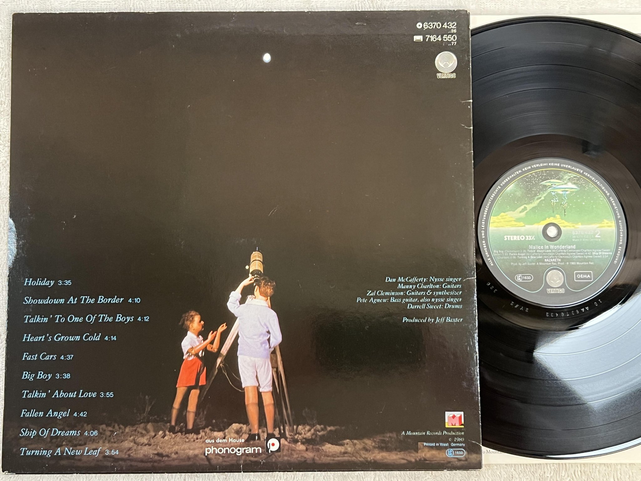 Omslagsbild för skivan NAZARETH malice in wonderland LP -80 Ger VERTIGO 6370 432