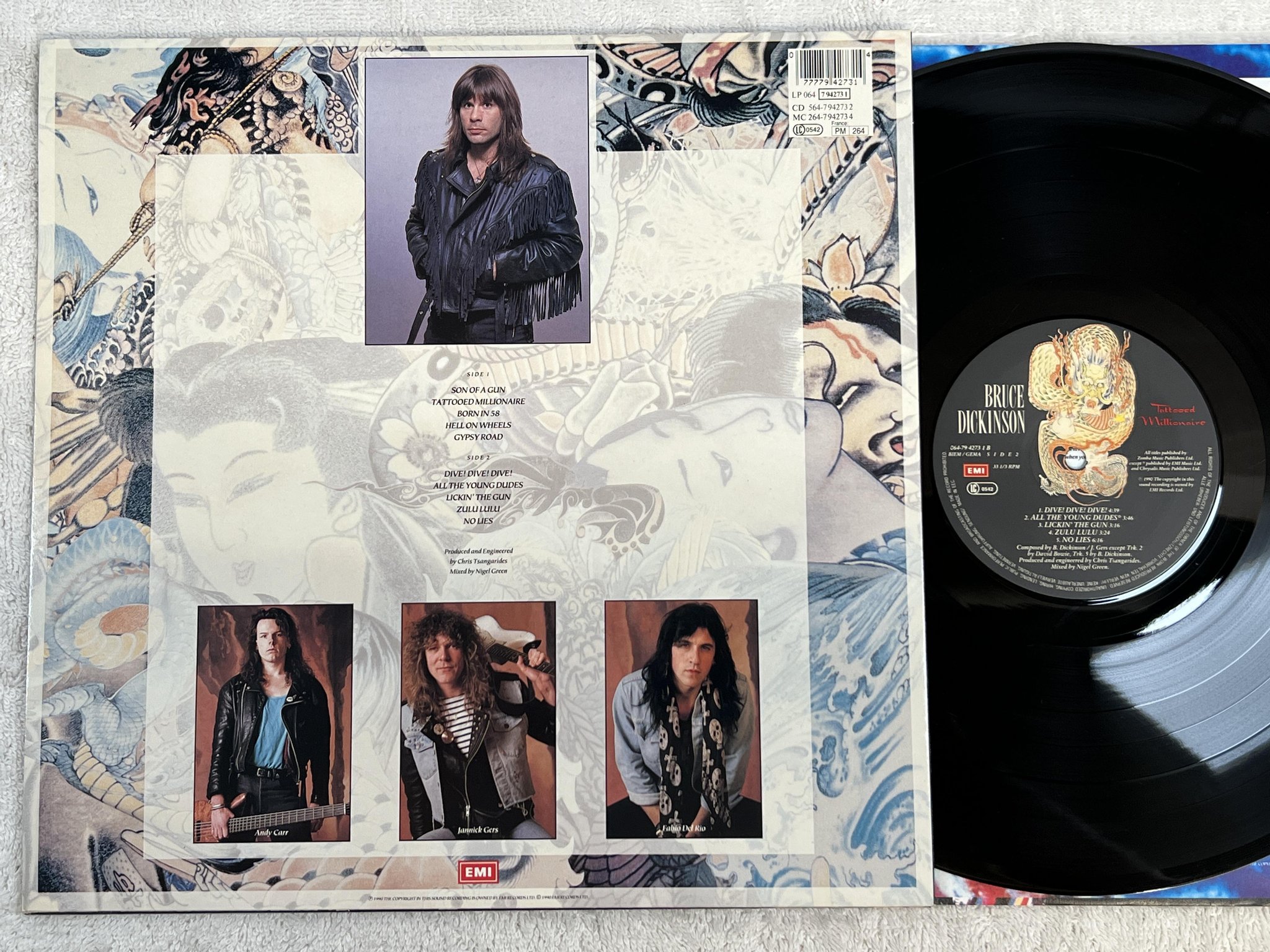 Omslagsbild för skivan BRUCE DICKINSON tattooed millionaire LP -90 EMI 064-7942731