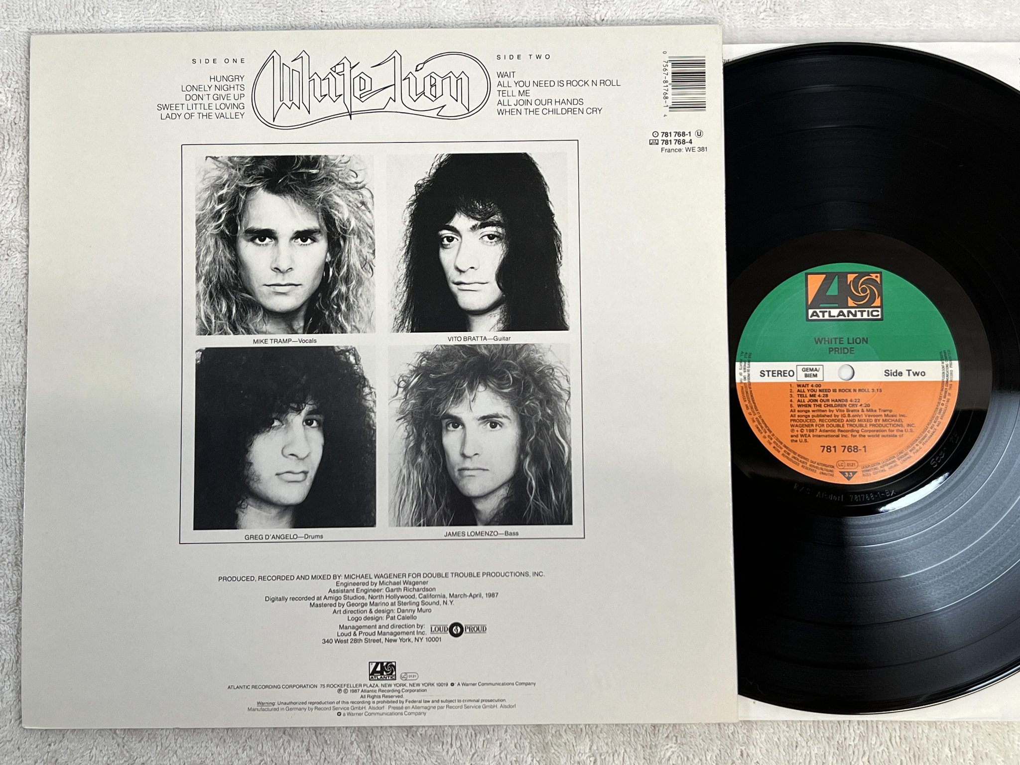 Omslagsbild för skivan WHITE LION pride LP -87 Ger ATLANTIC 781768-1