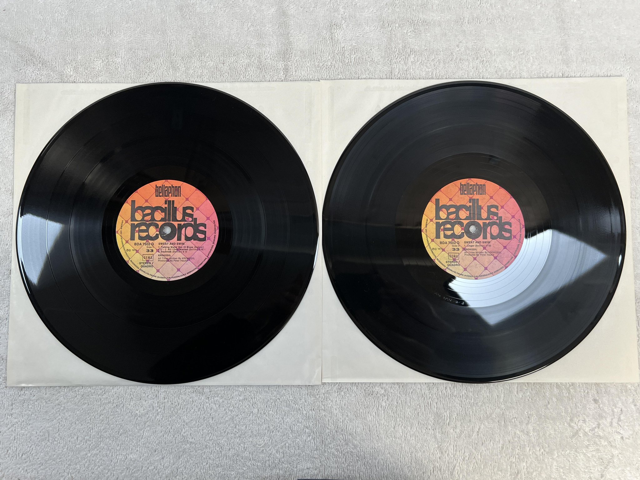 Omslagsbild för skivan KROKODIL sweat and swim LP -73 Ger BACILLUS BDA 7502 Q