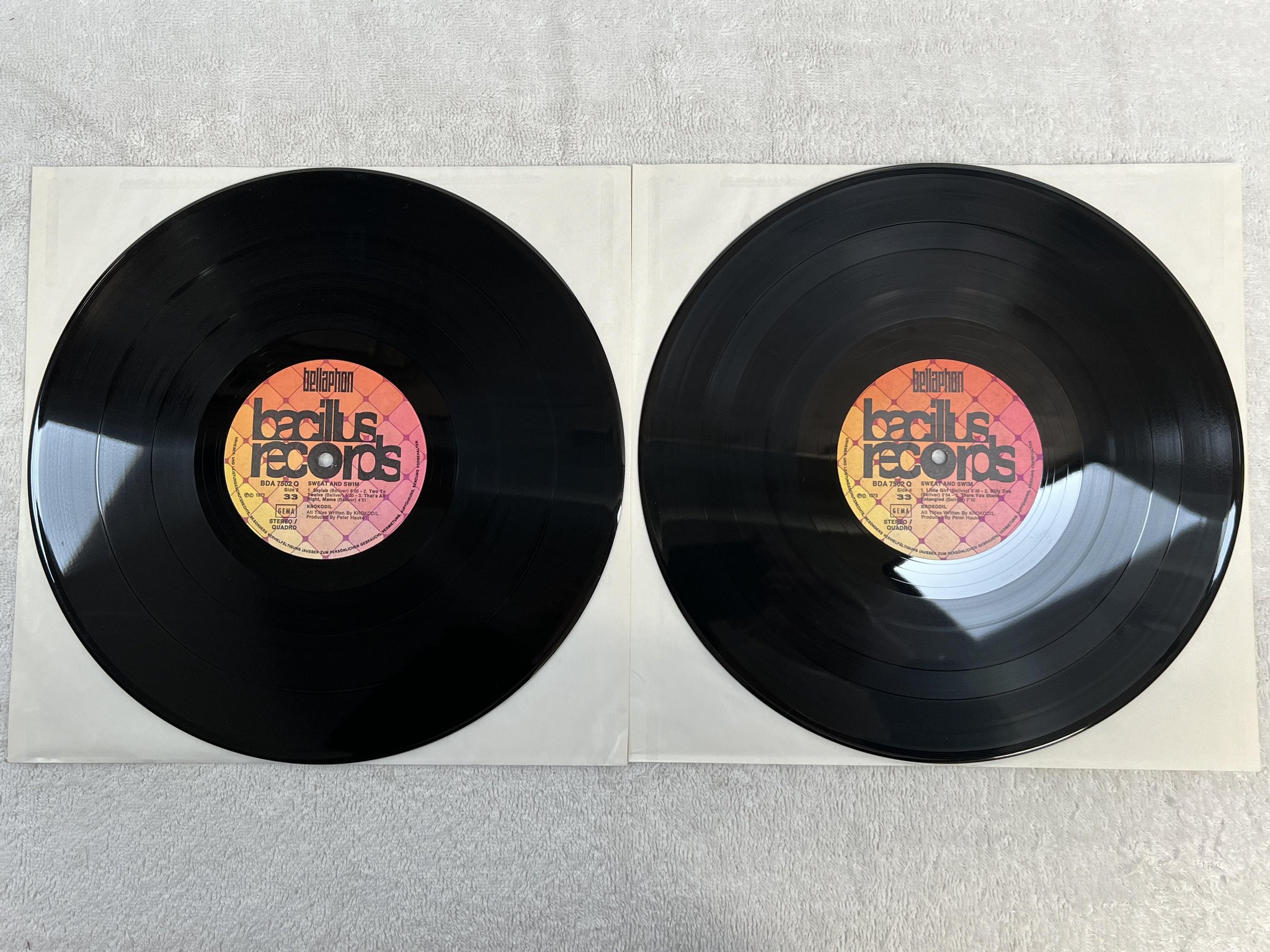 Omslagsbild för skivan KROKODIL sweat and swim LP -73 Ger BACILLUS BDA 7502 Q