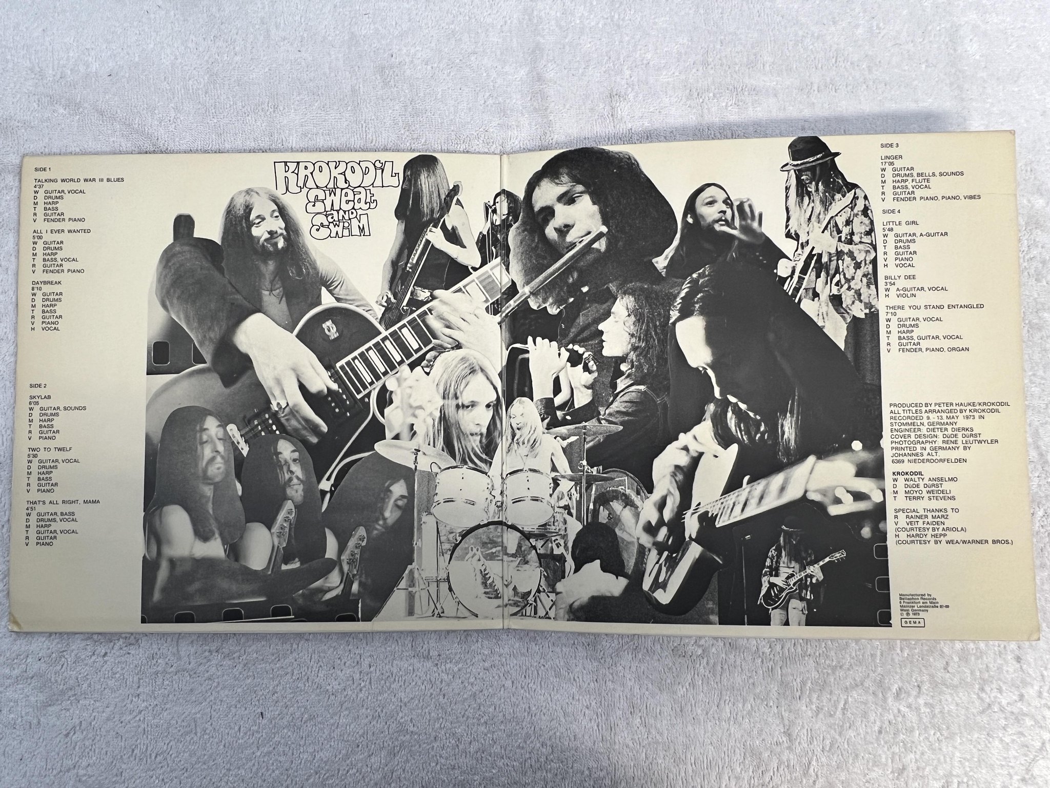 Omslagsbild för skivan KROKODIL sweat and swim LP -73 Ger BACILLUS BDA 7502 Q